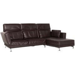 Brühl & Sippold Moule Leather Corner Sofa Brown Sofa Function Relax Function