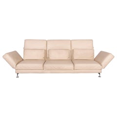 Brühl & Sippold Moule Leather Sofa Beige Three-Seat Relax Function Couch
