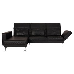 Brühl & Sippold Moule Leather Sofa Black Corner Sofa Couch Function