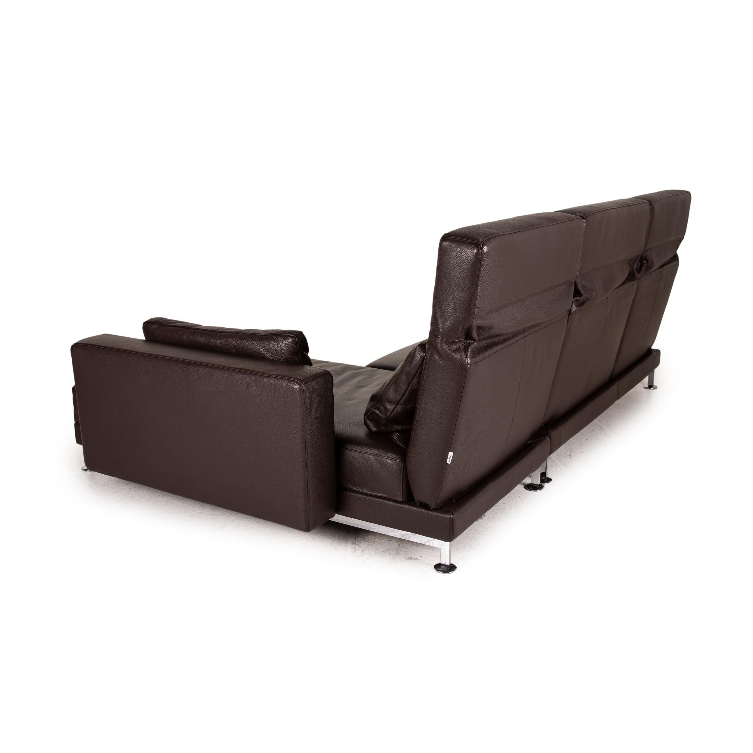 Brühl & Sippold Moule Leather Sofa Black Corner Sofa Couch Function Relax For Sale 4