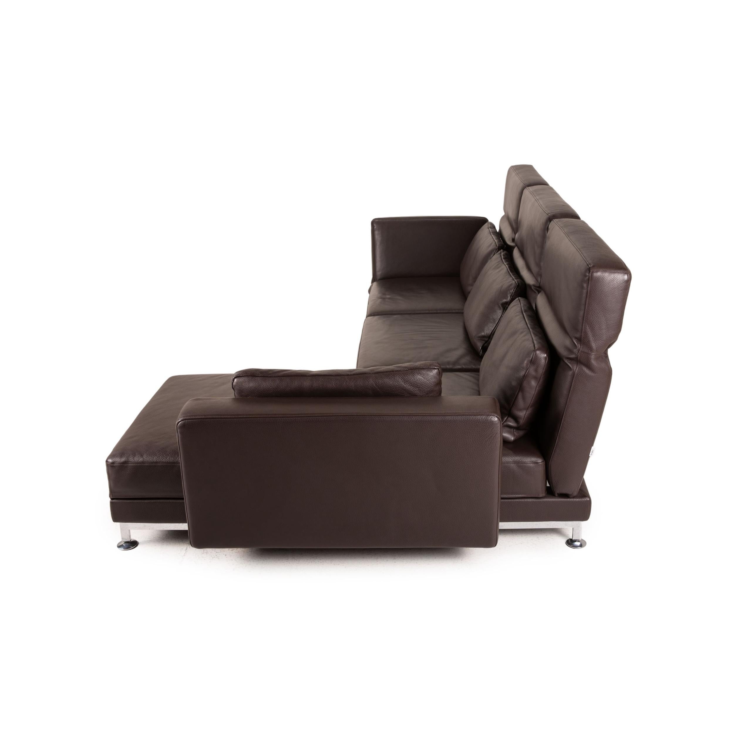 Brühl & Sippold Moule Leather Sofa Black Corner Sofa Couch Function Relax For Sale 5