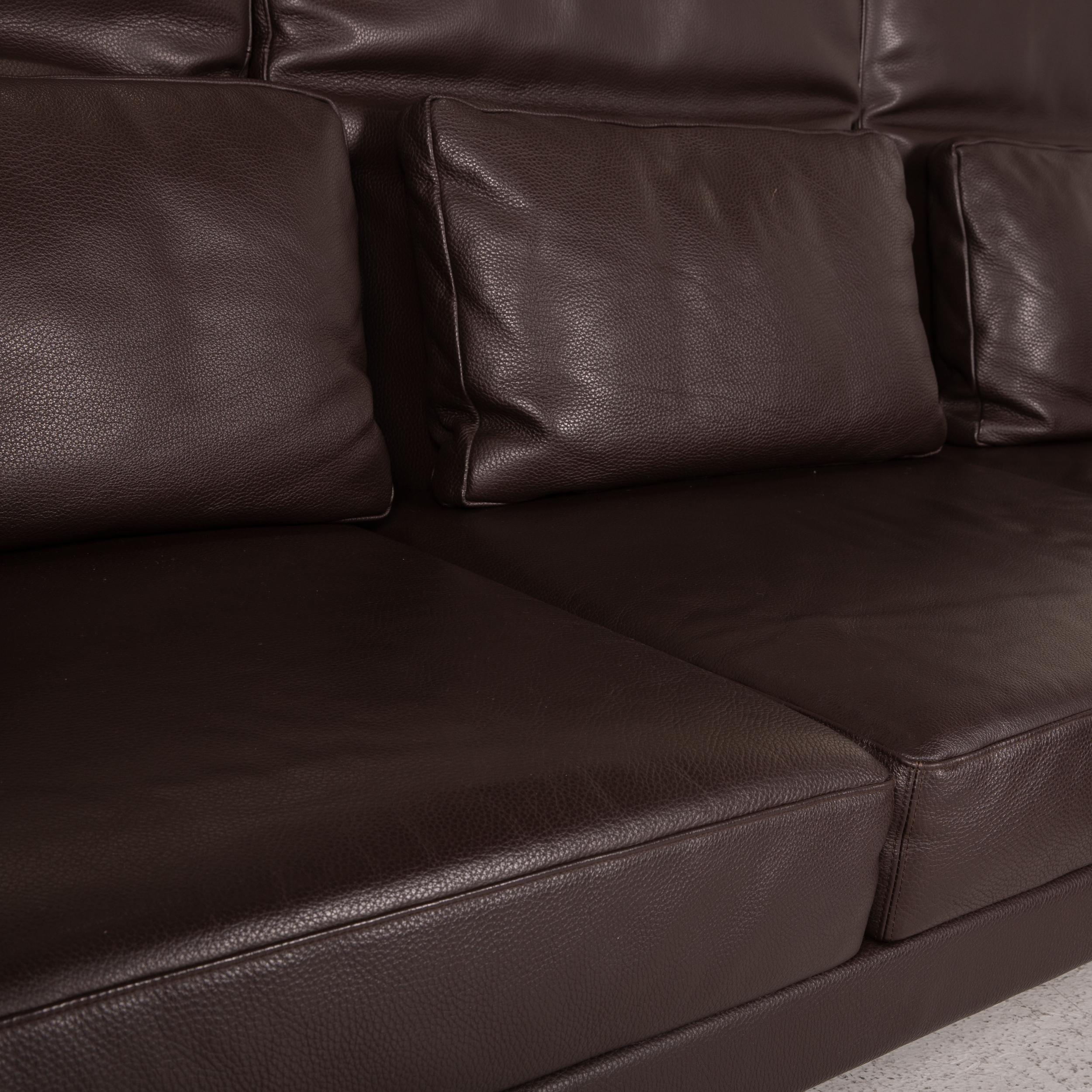 German Brühl & Sippold Moule Leather Sofa Black Corner Sofa Couch Function Relax For Sale