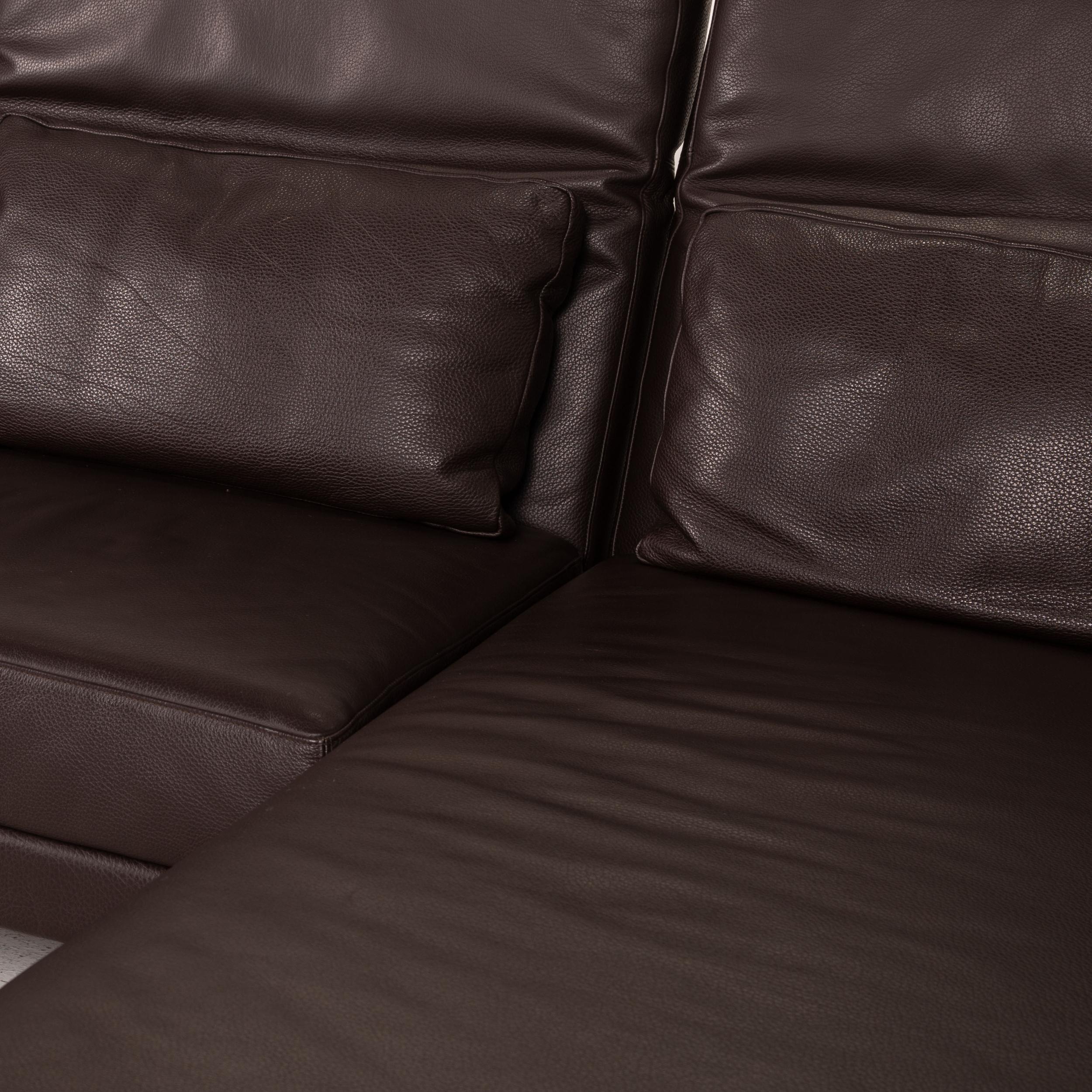 Brühl & Sippold Moule Leather Sofa Black Corner Sofa Couch Function Relax In Good Condition For Sale In Cologne, DE