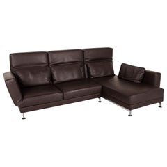 Brühl & Sippold Moule Leather Sofa Black Corner Sofa Couch Function Relax