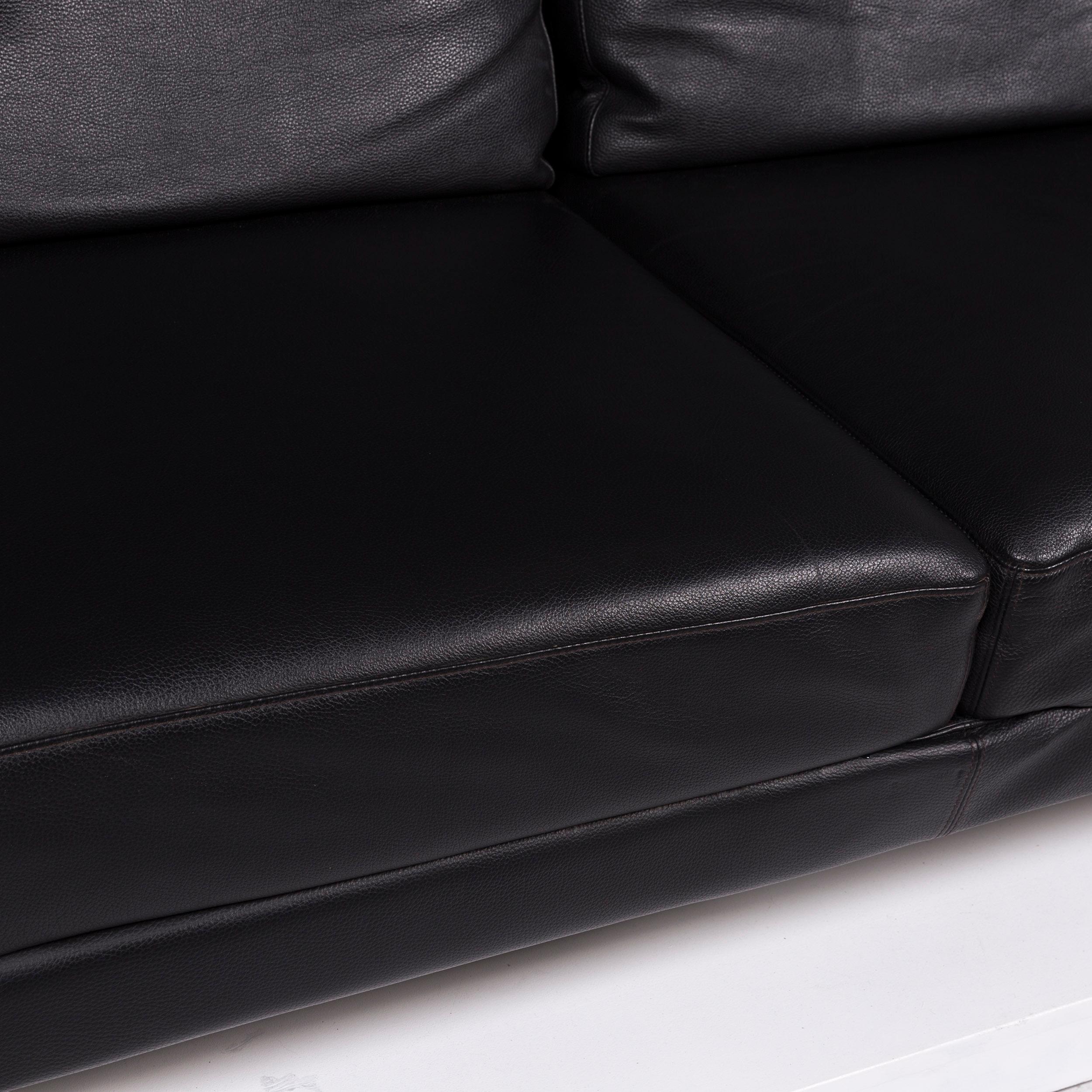 Contemporary Brühl & Sippold Moule Leather Sofa Black Two-Seat Include Function For Sale