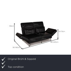 Brhl & Sippold Moule Leder Sofa Schwarze zweisitzige Couch Funktion Schlafen
