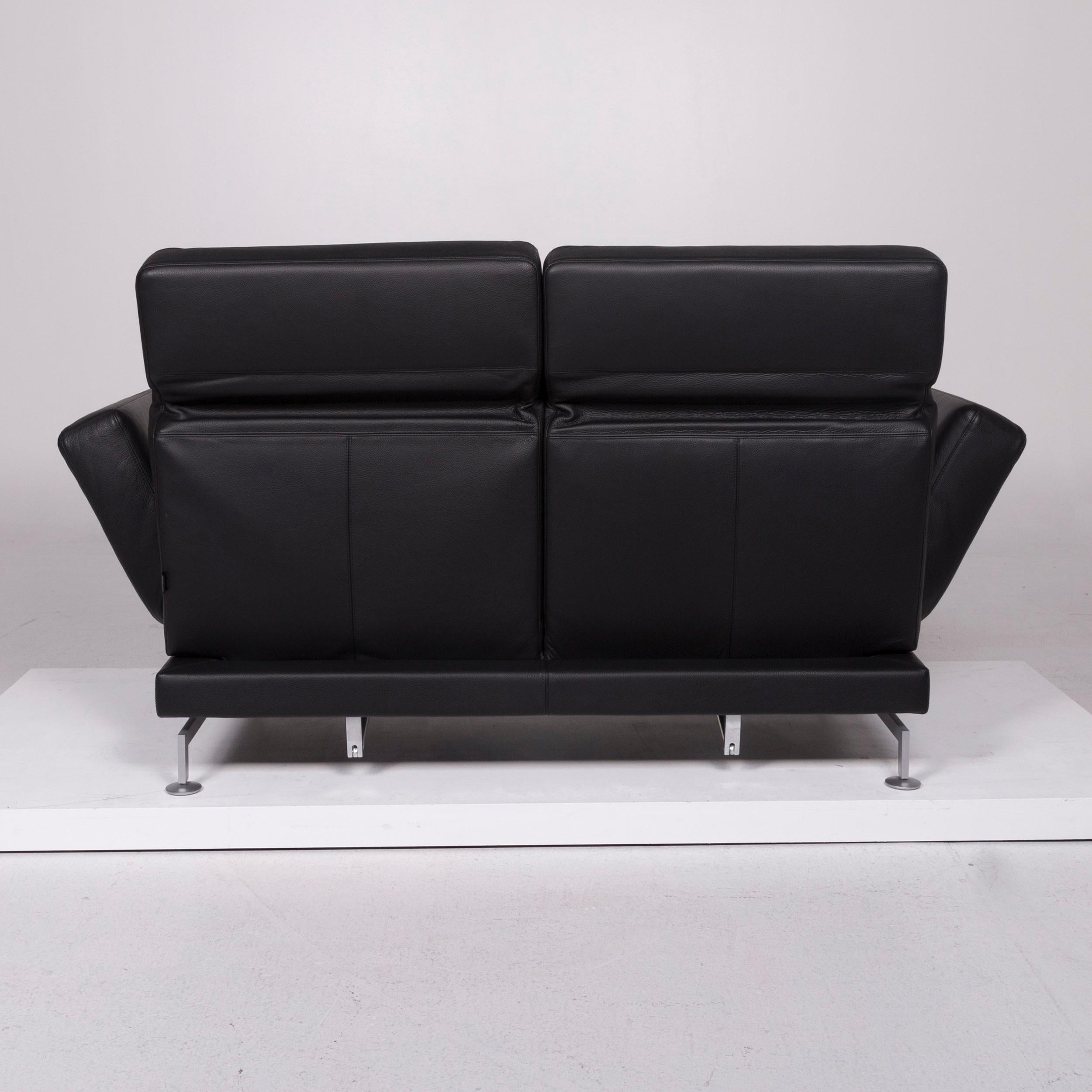 Brühl & Sippold Moule Leather Sofa Black Two-Seat 1