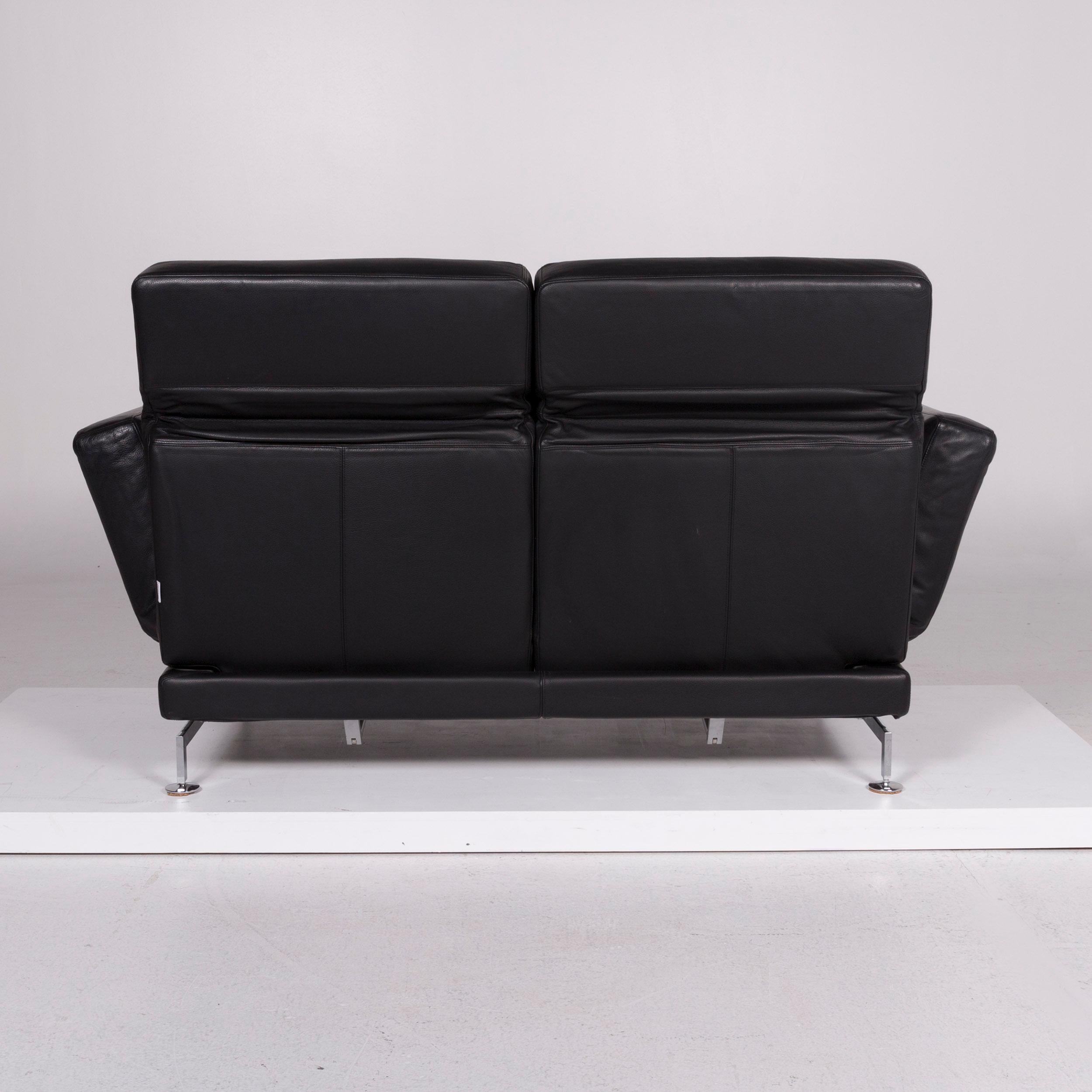 Brühl & Sippold Moule Leather Sofa Black Two-Seat 3