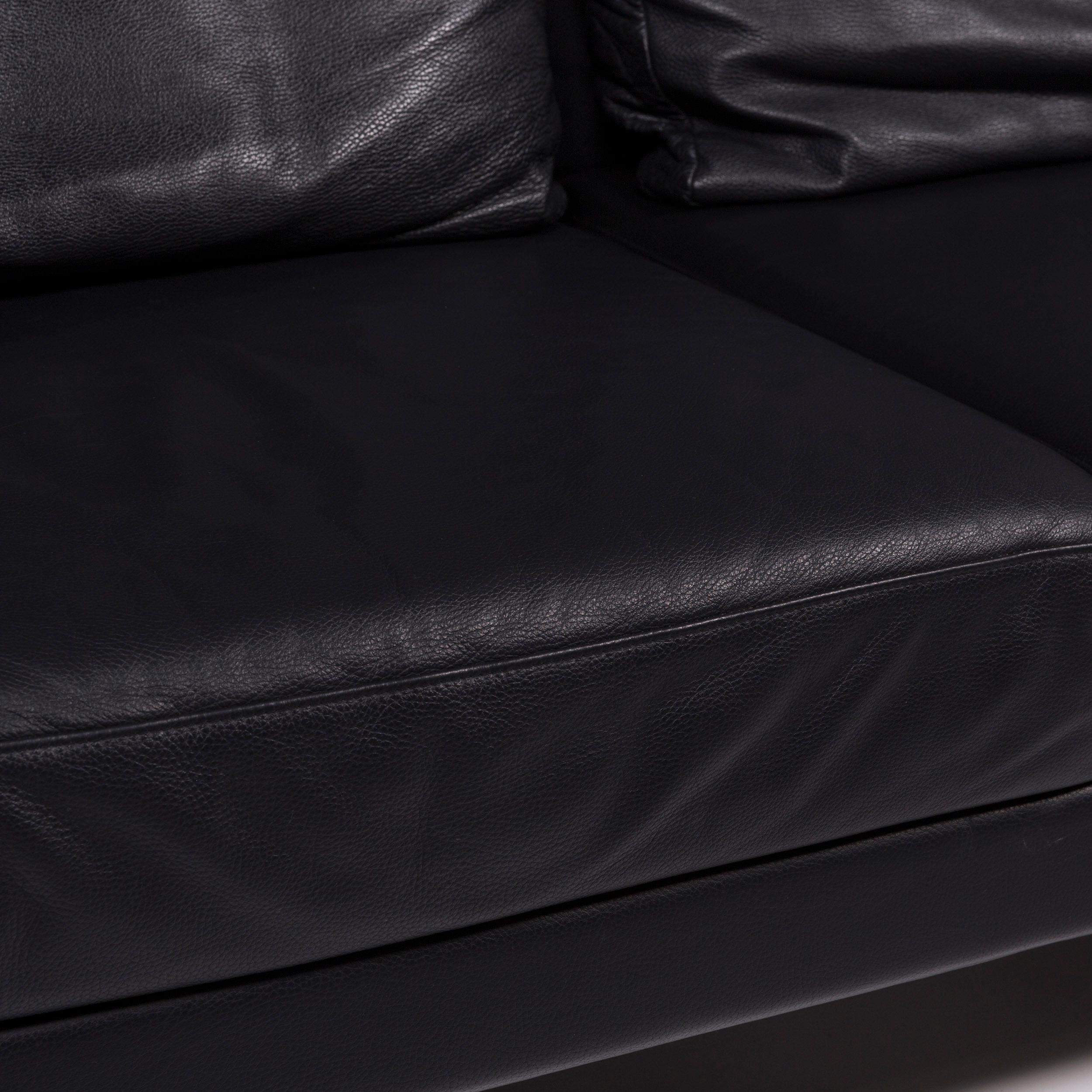 German Brühl & Sippold Moule Leather Sofa Black Two-Seat