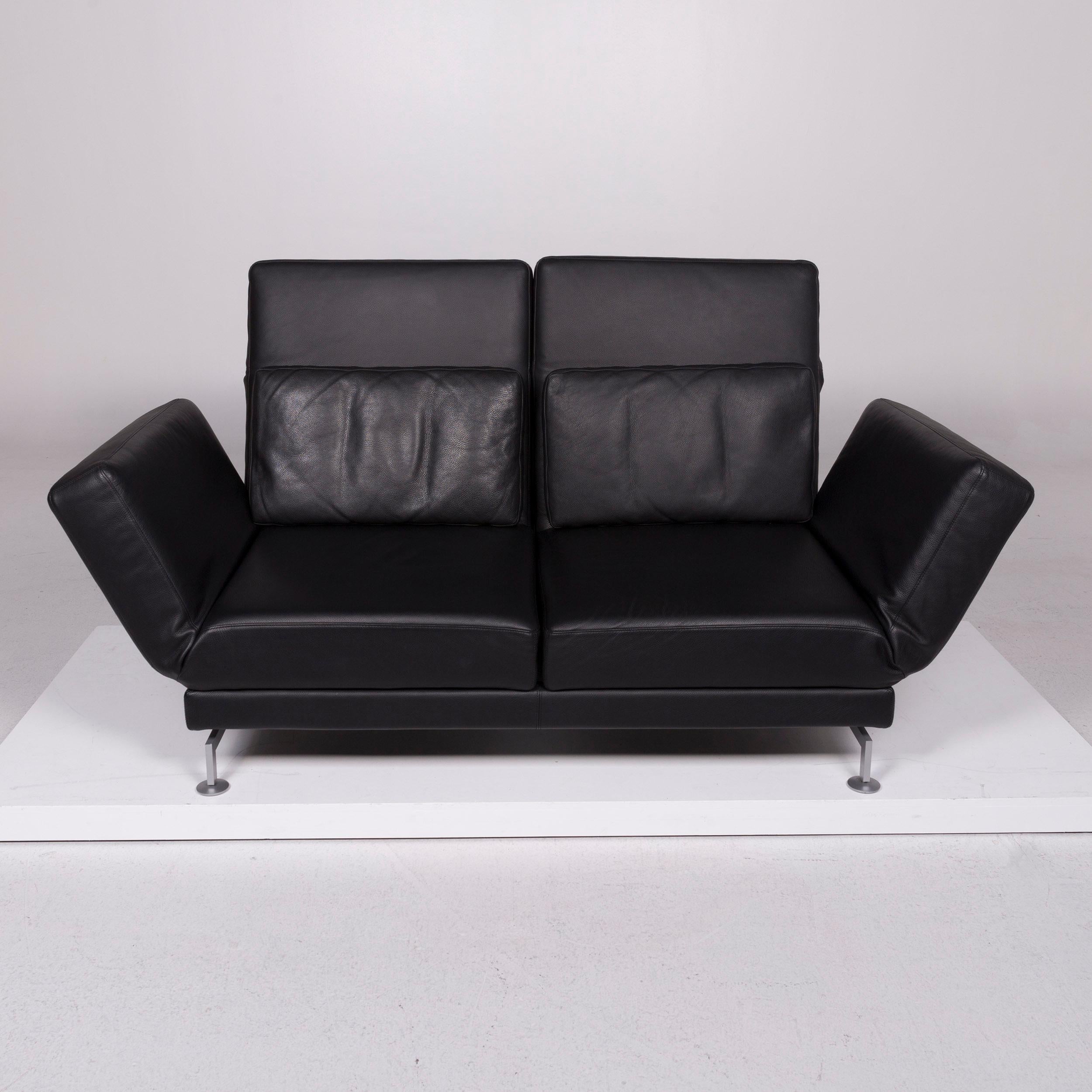 Brühl & Sippold Moule Leather Sofa Black Two-Seat In Excellent Condition In Cologne, DE