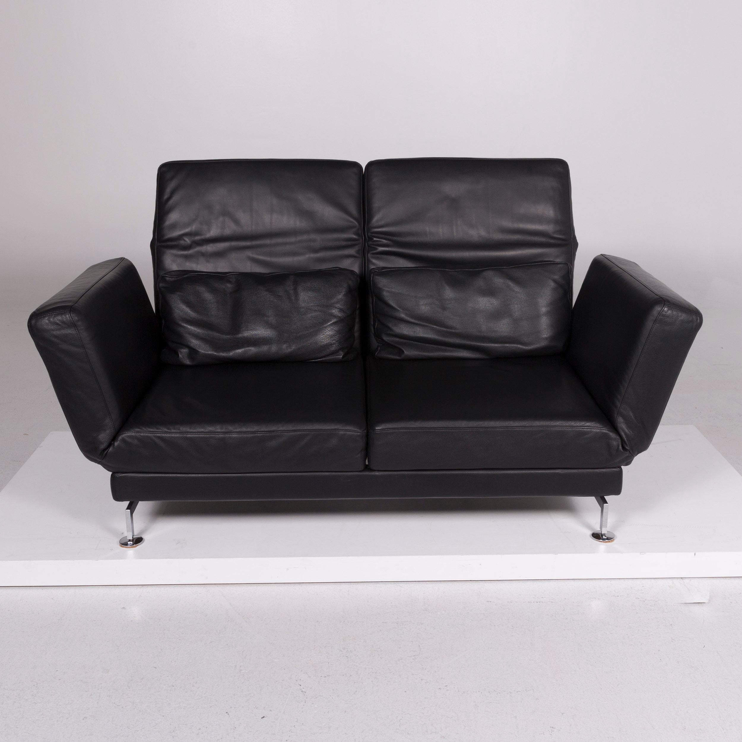 Brühl & Sippold Moule Leather Sofa Black Two-Seat 1