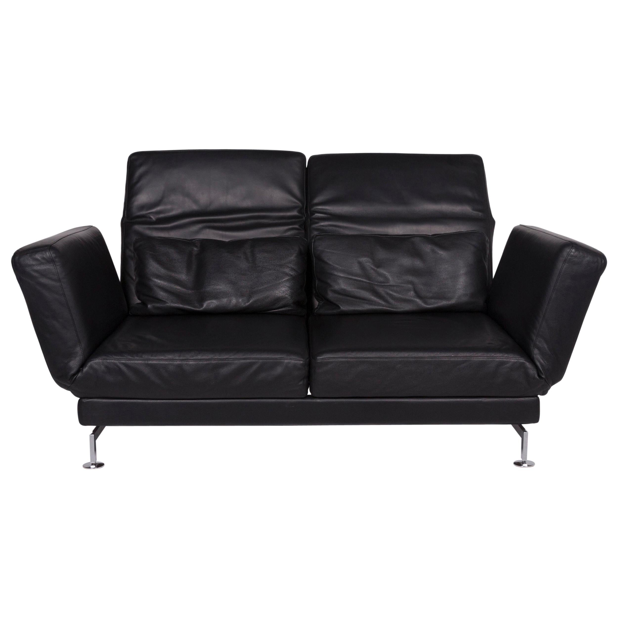 Brühl & Sippold Moule Leather Sofa Black Two-Seat