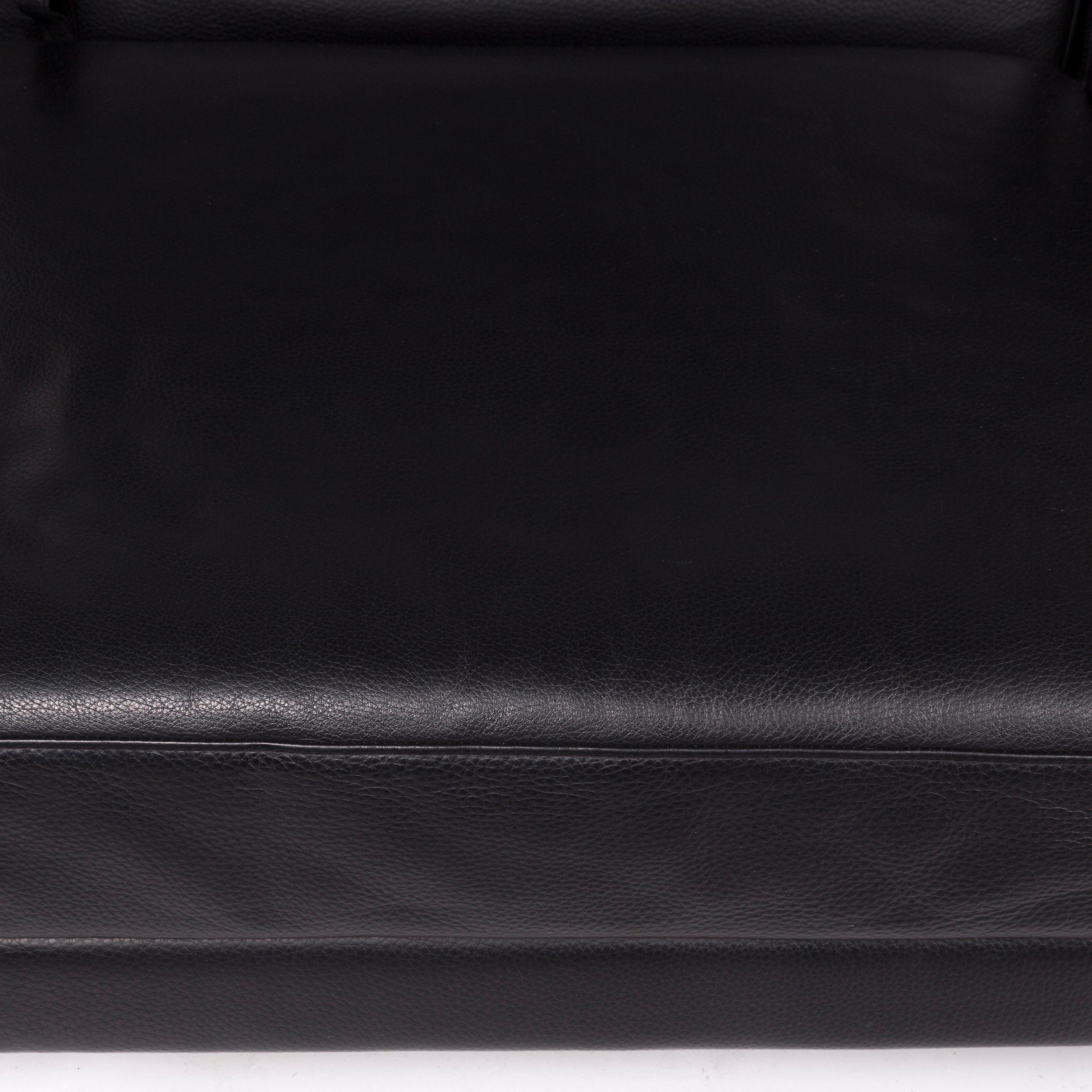 German Brühl & Sippold Moule Leather Sofa Black Two-Seat Relax Function Couch For Sale