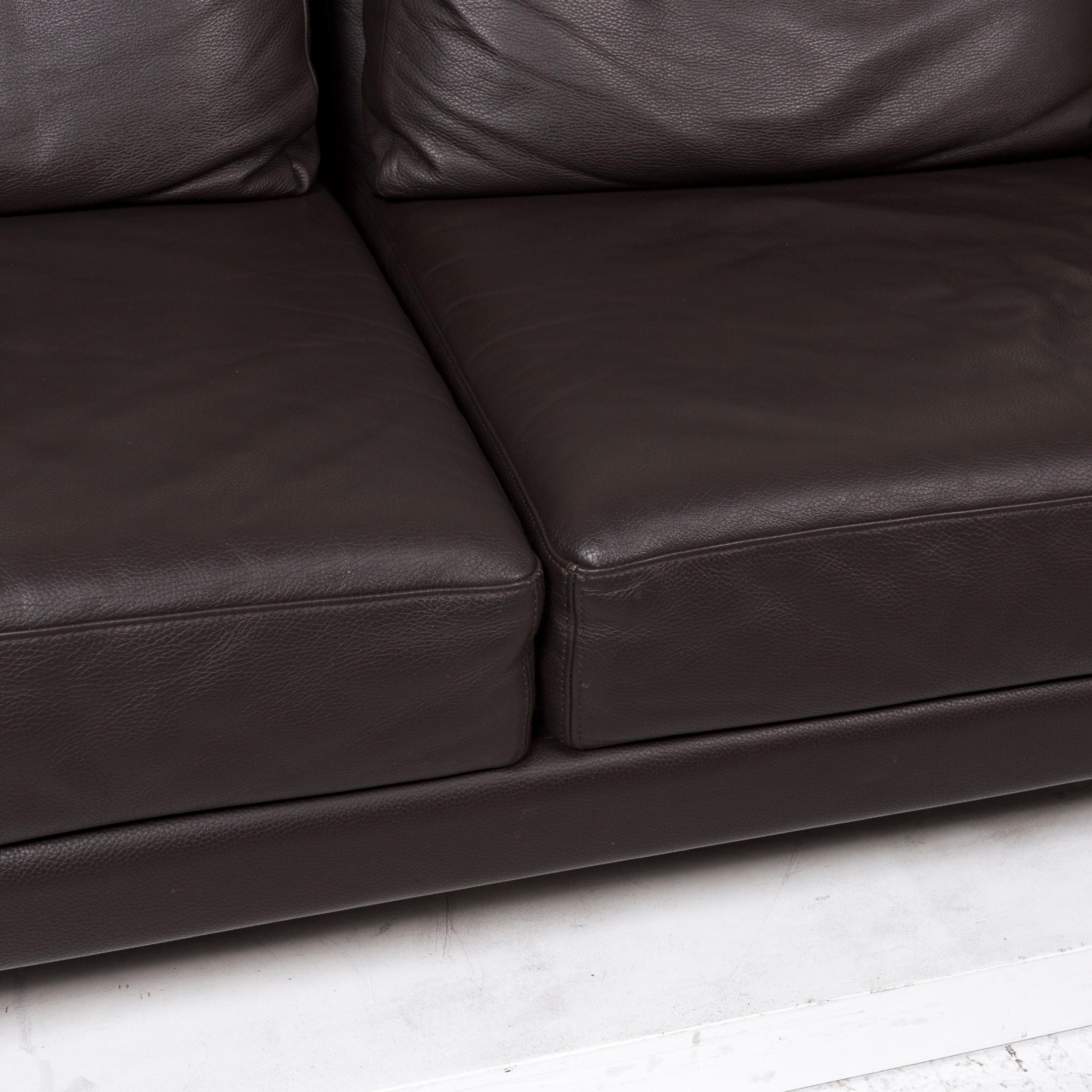 German Brühl & Sippold Moule Leather Sofa Brown Dark Brown Relax Function Couch For Sale