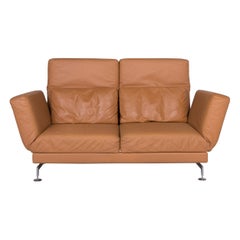 Brühl & Sippold Moule Leather Sofa Brown Two-Seat Incl. Function