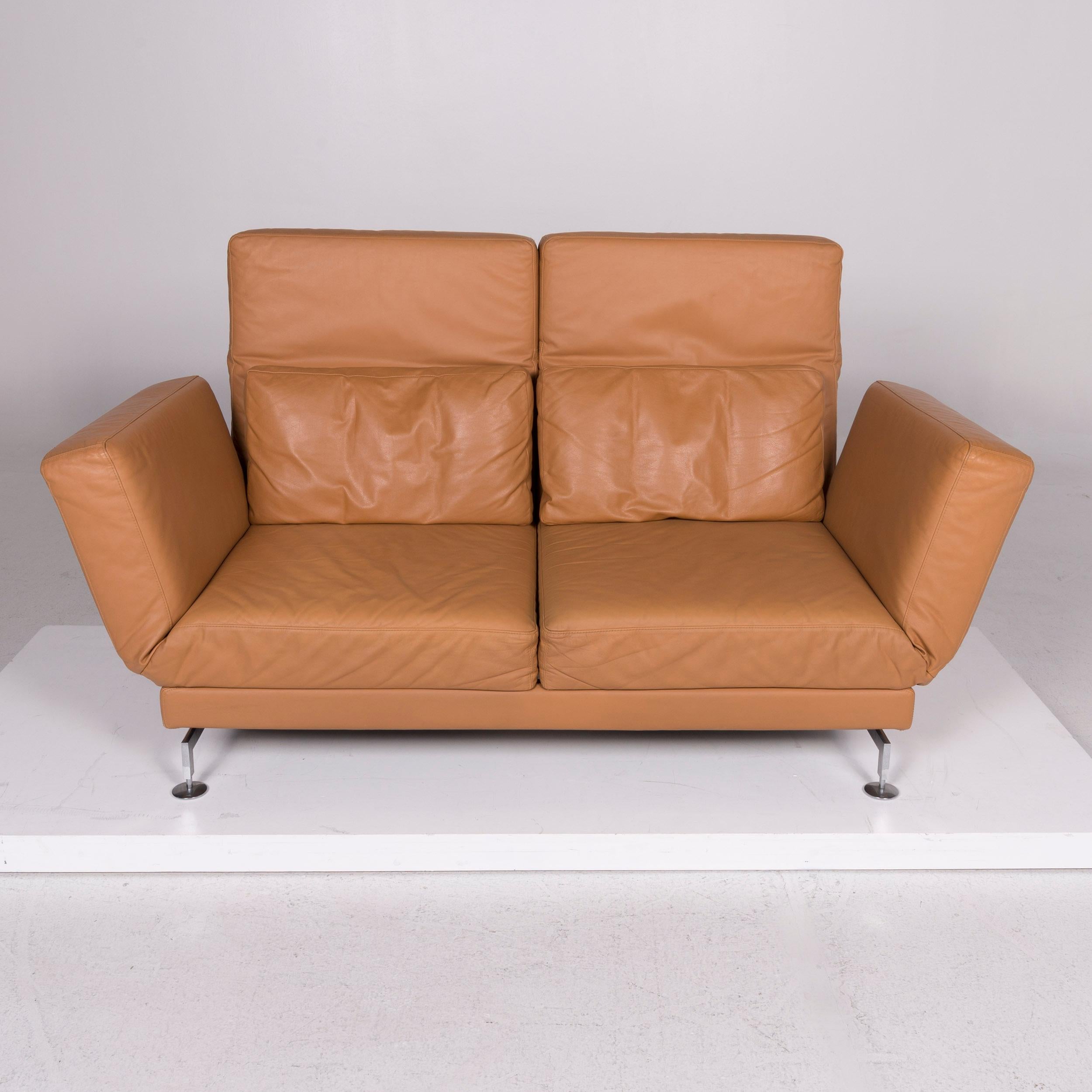 Brühl & Sippold Moule Leather Sofa Brown Two-Seat Incl. Function For Sale 1