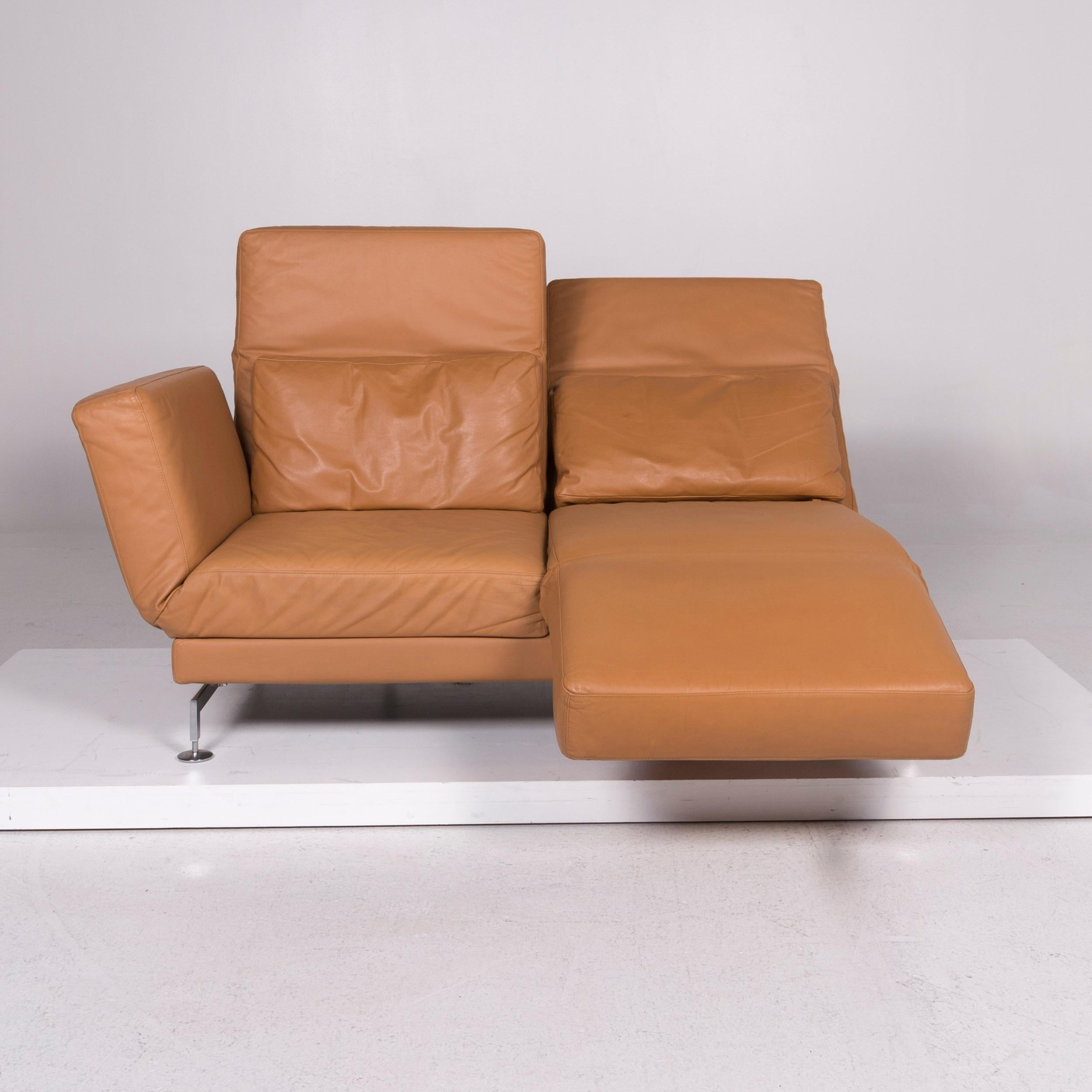 Brühl & Sippold Moule Leather Sofa Brown Two-Seat Incl. Function For Sale 2