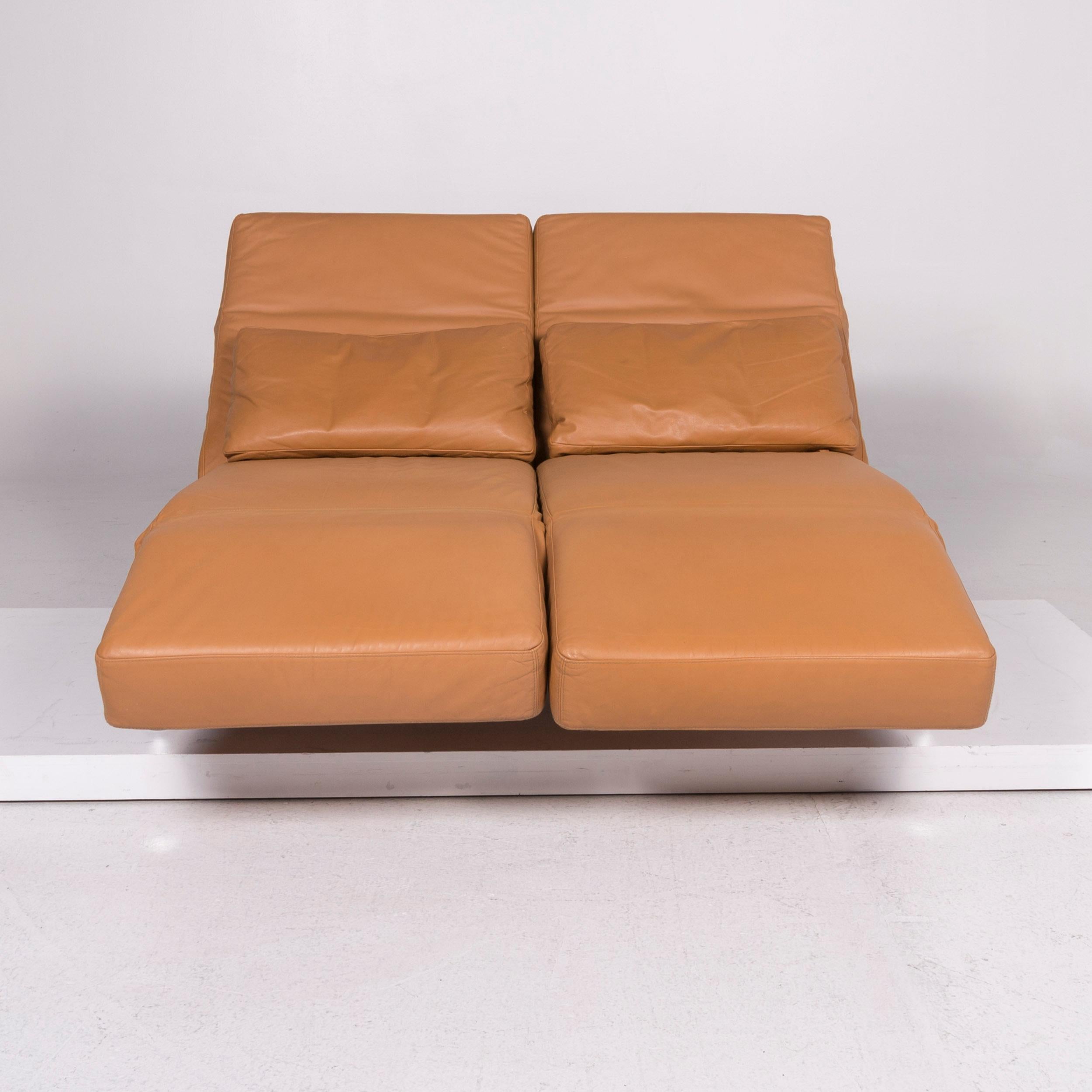 Brühl & Sippold Moule Leather Sofa Brown Two-Seat Incl. Function For Sale 3