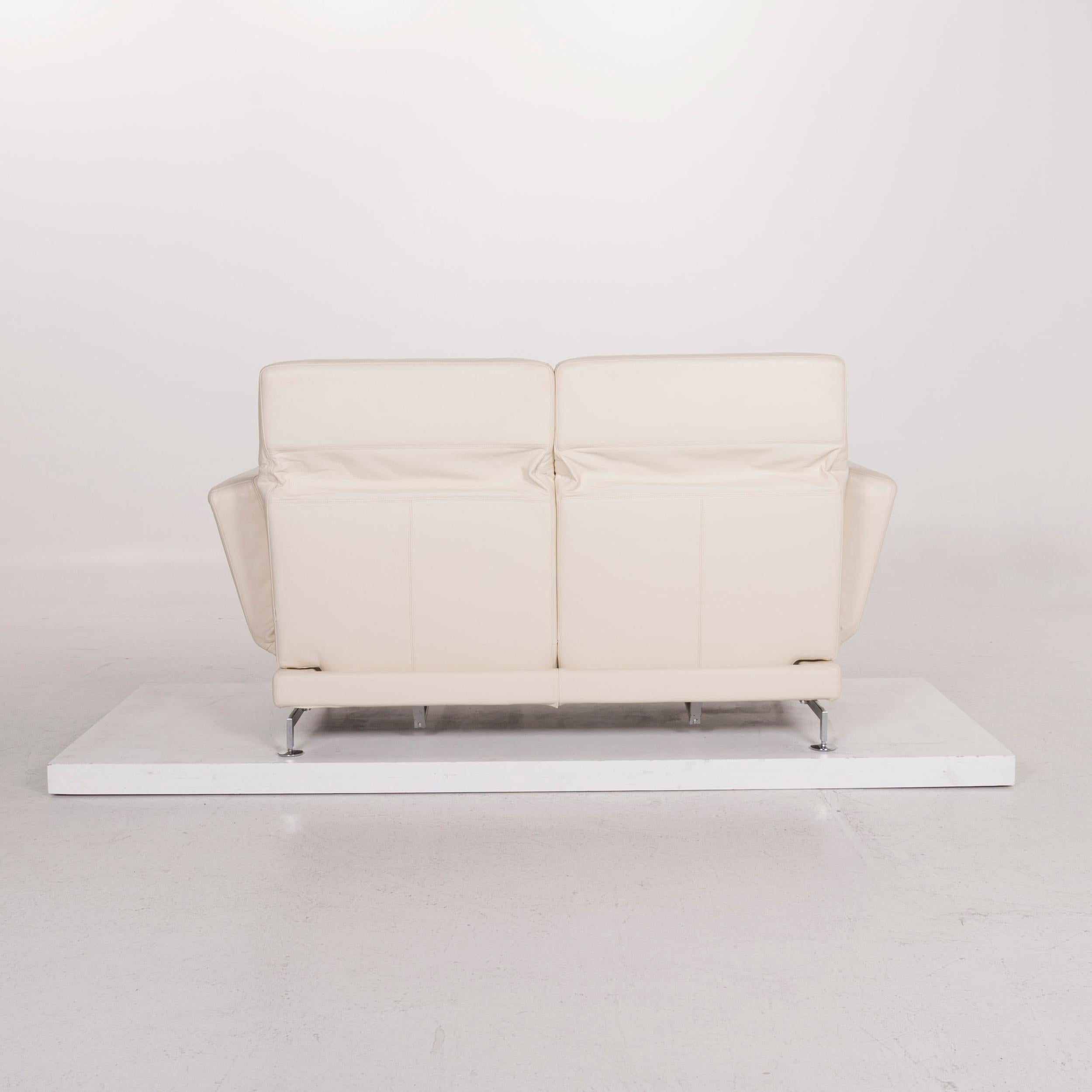 Brühl & Sippold Moule Leather Sofa Cream Two-Seat For Sale 4