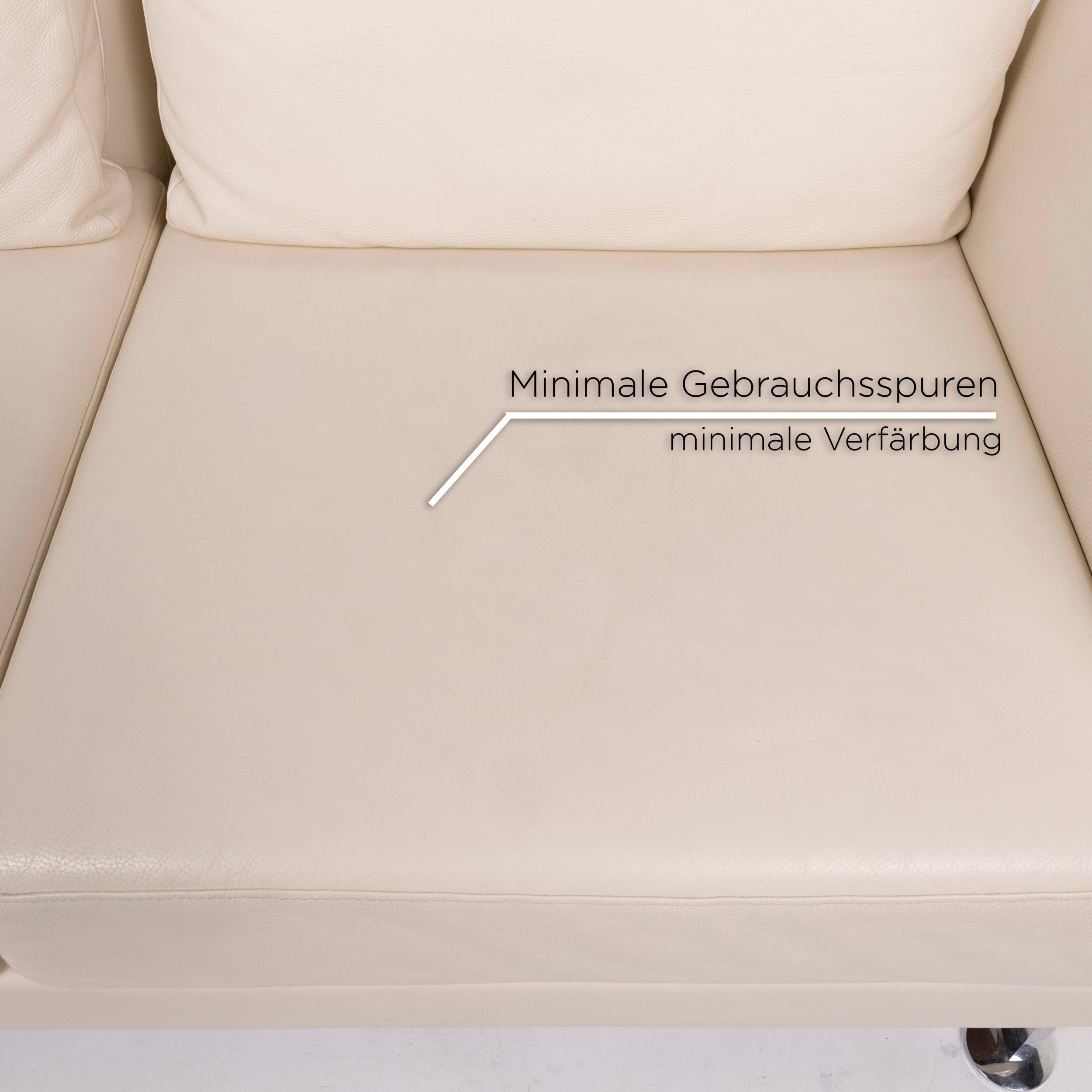 German Brühl & Sippold Moule Leather Sofa Cream Two-Seat For Sale