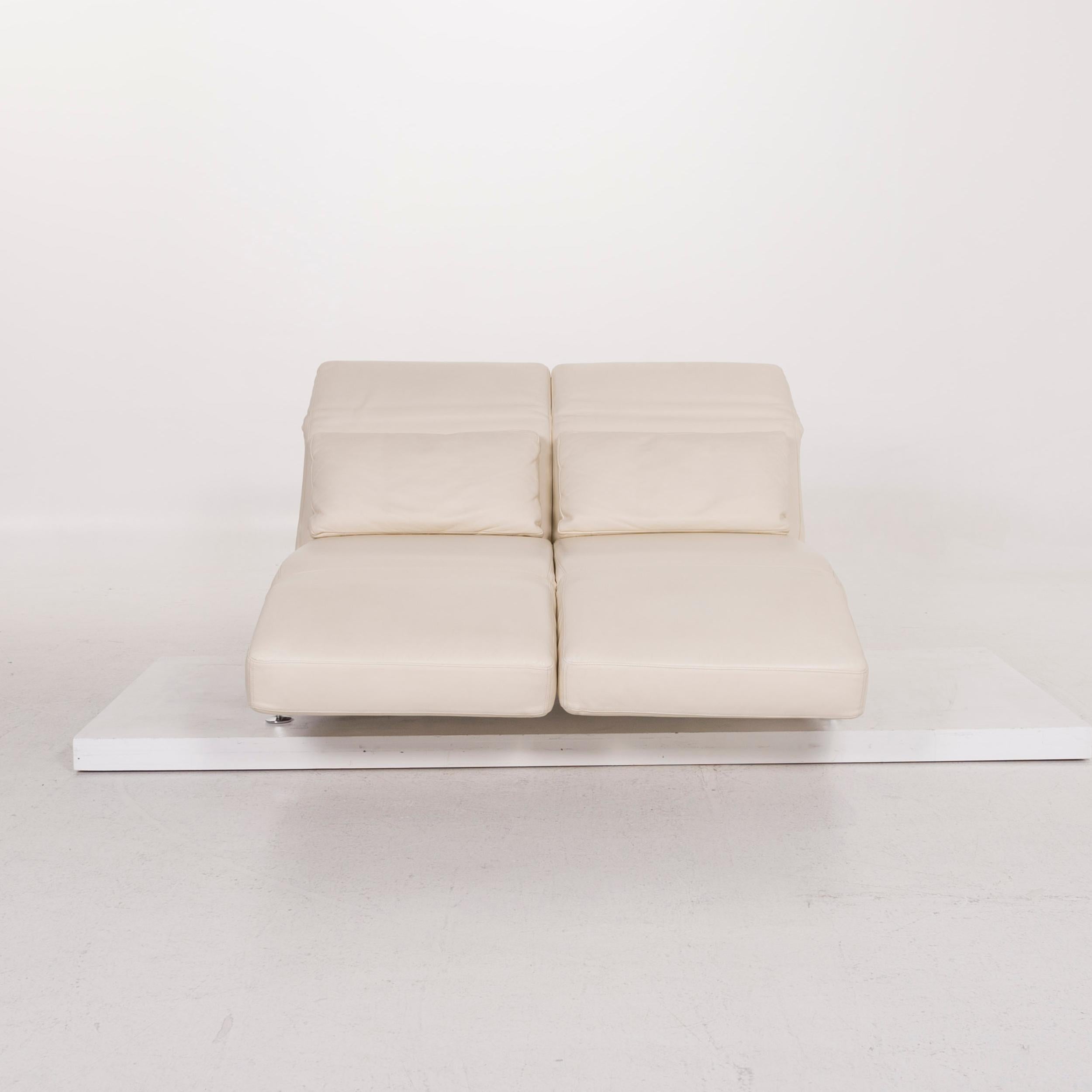 Brühl & Sippold Moule Leather Sofa Cream Two-Seat For Sale 1