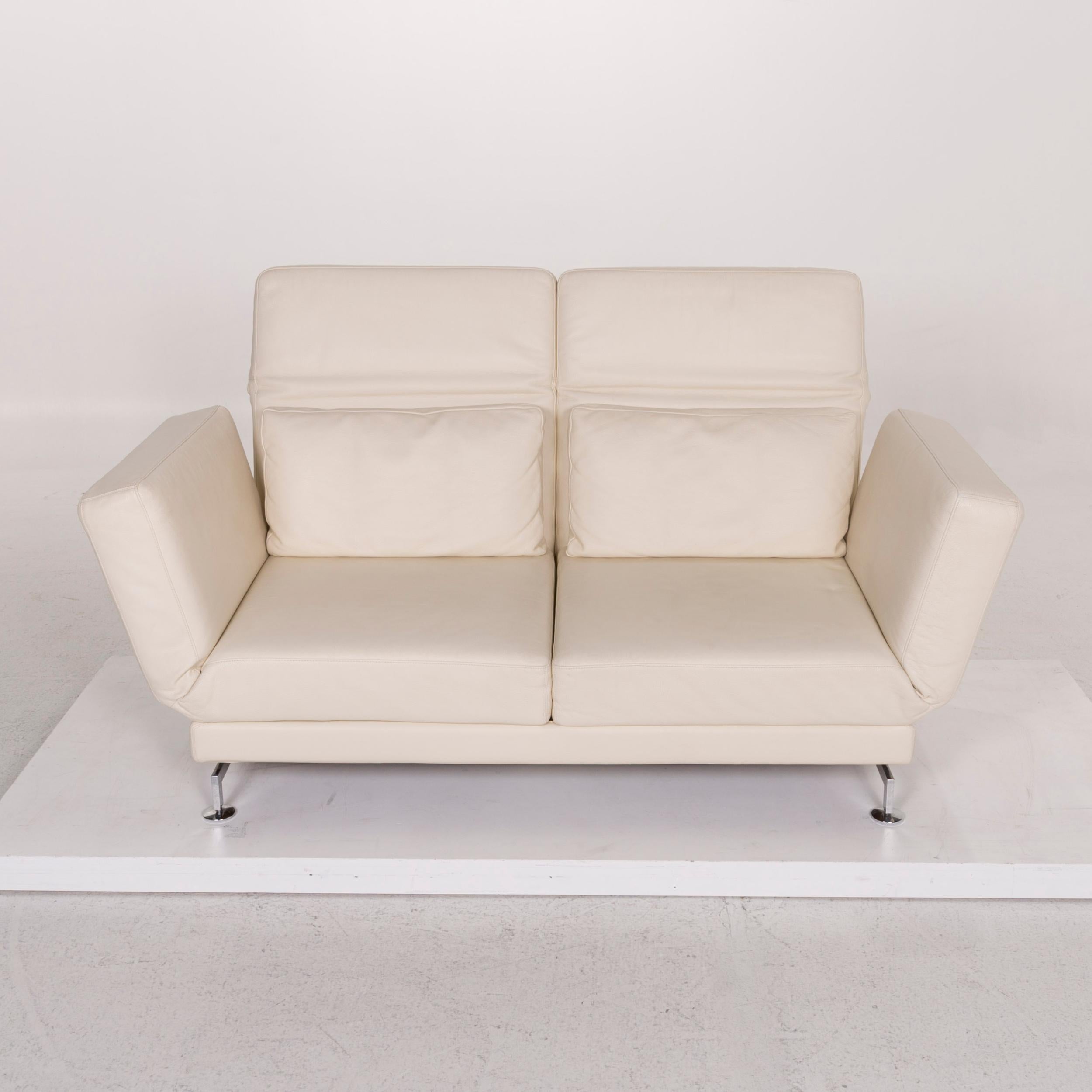 Brühl & Sippold Moule Leather Sofa Cream Two-Seat For Sale 2