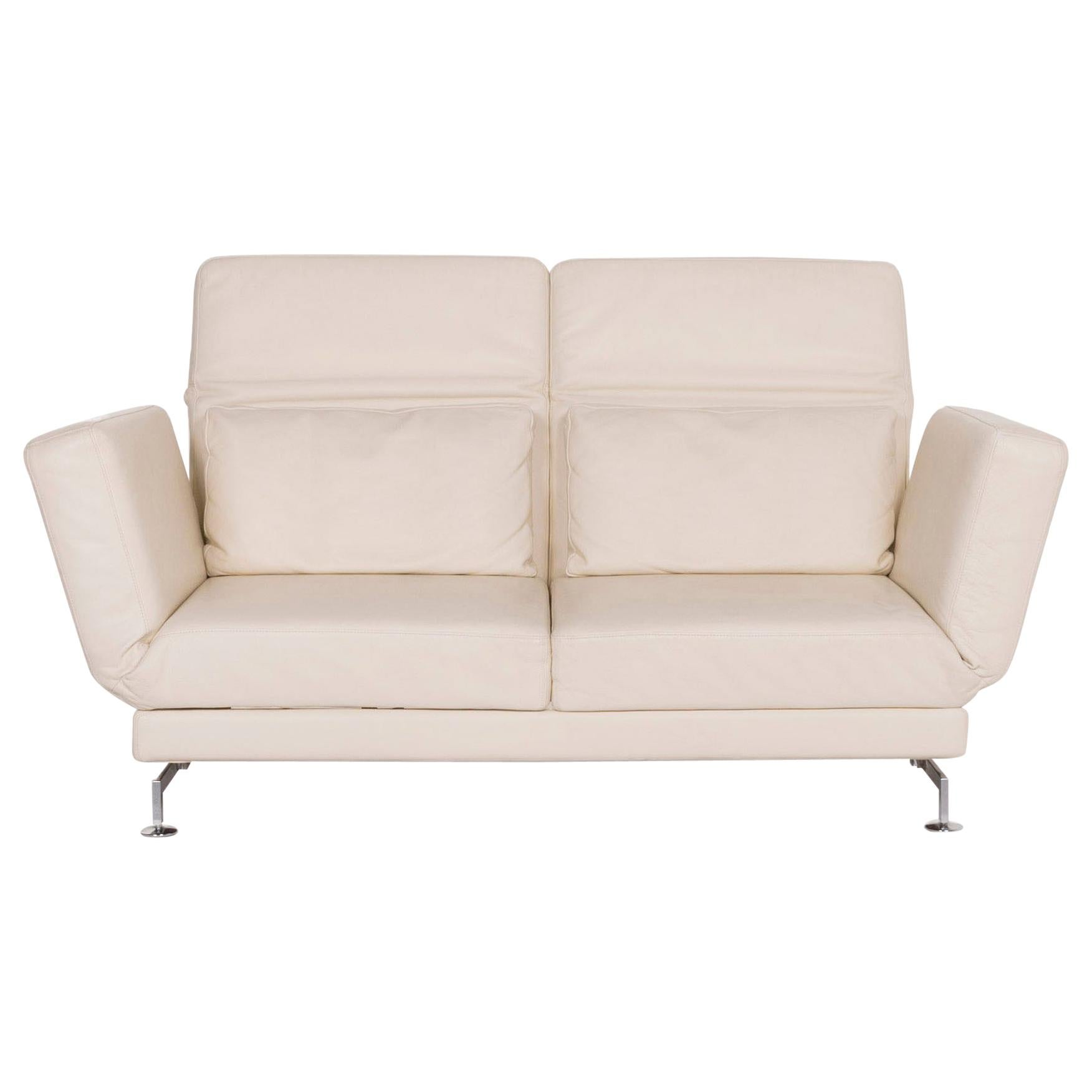 Brühl & Sippold Moule Leather Sofa Cream Two-Seat For Sale