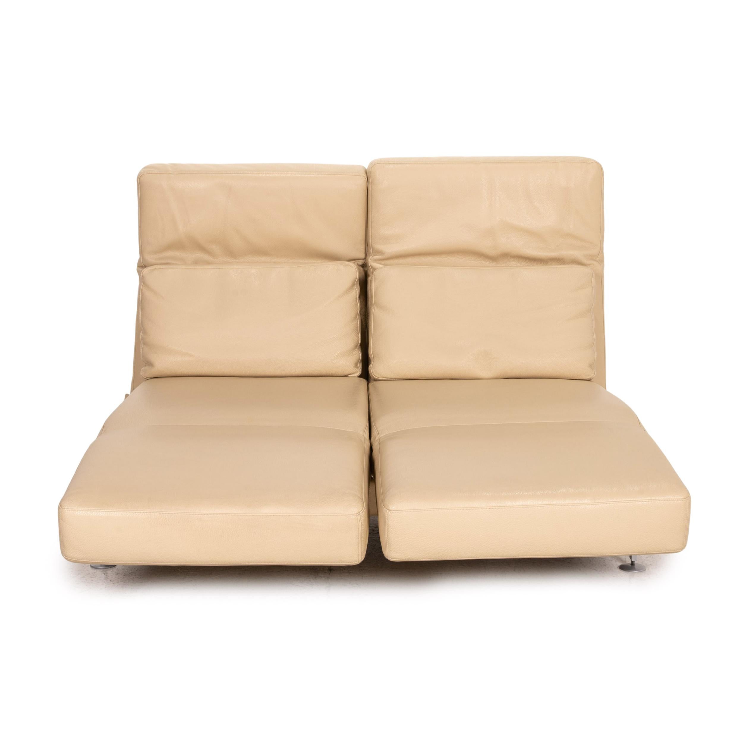 Brühl & Sippold Moule Leather Sofa Cream Two-Seater Function Relax Function For Sale 2