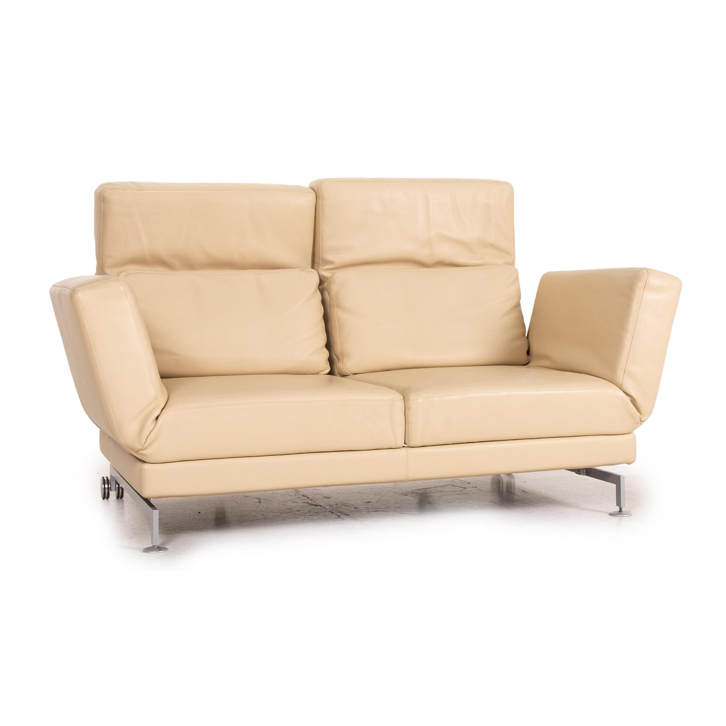 Contemporary Brühl & Sippold Moule Leather Sofa Cream Two-Seater Function Relax Function For Sale