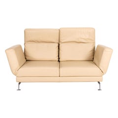 Brühl & Sippold Moule Leather Sofa Cream Two-Seater Function Relax Function