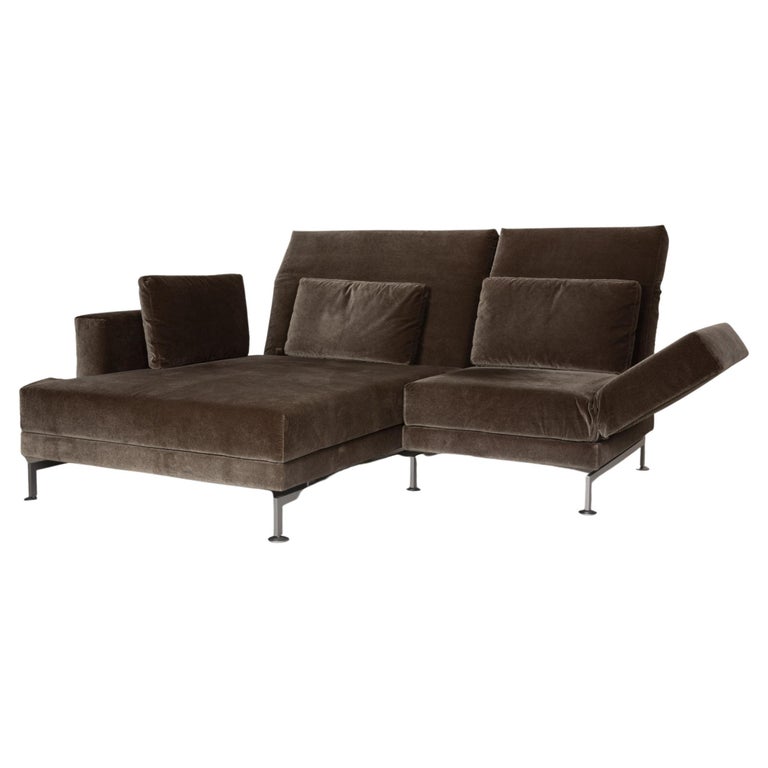 Brühl and Sippold Moule Velvet Sofa Olive Green Corner Sofa Couch