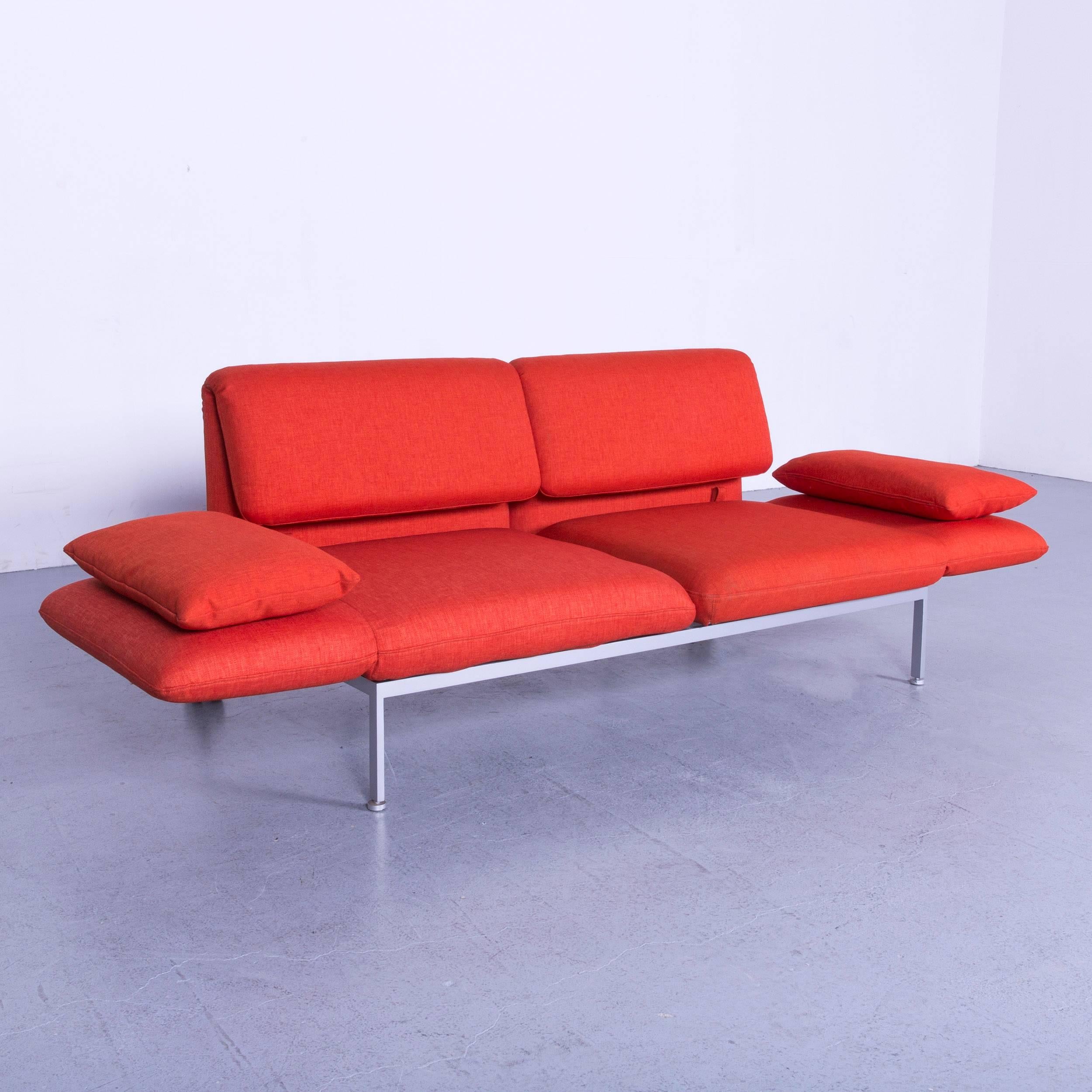 Brühl & Sippold Roro Designer Bed Sofa in Red Orange Fabric with Great Functions For Sale 8