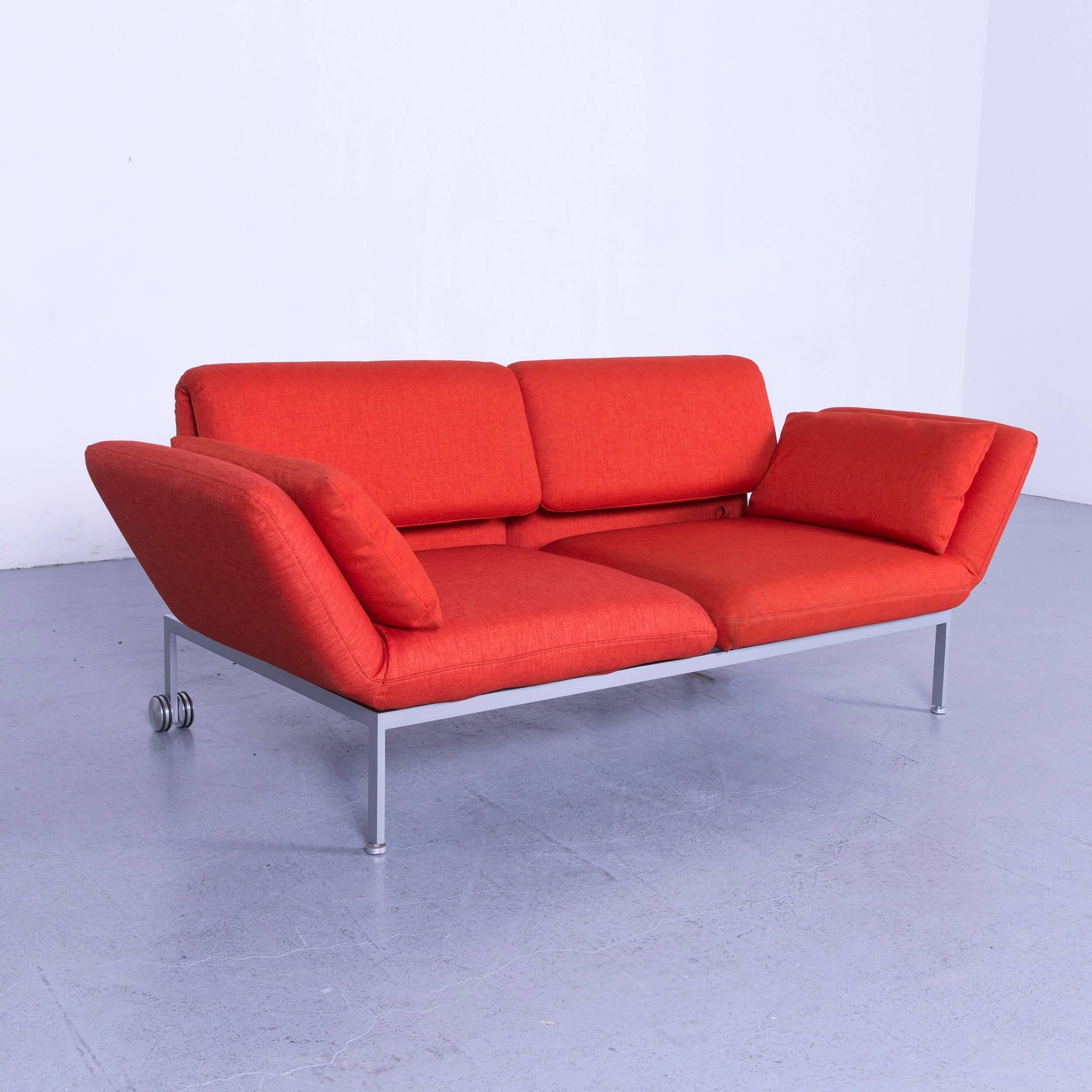 Brühl & Sippold Roro Designer Bed Sofa in Red Orange Fabric with Great Functions In Good Condition For Sale In Cologne, DE