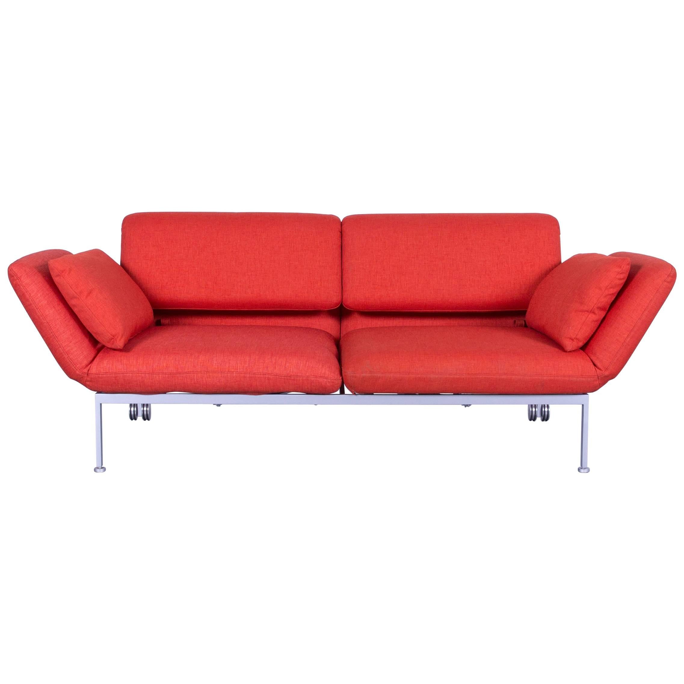 Brühl & Sippold Roro Designer Bed Sofa in Red Orange Fabric with Great Functions For Sale