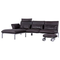 Brühl & Sippold Roro Designer Leather Sofa Brown Chaise Longue Corner Couch