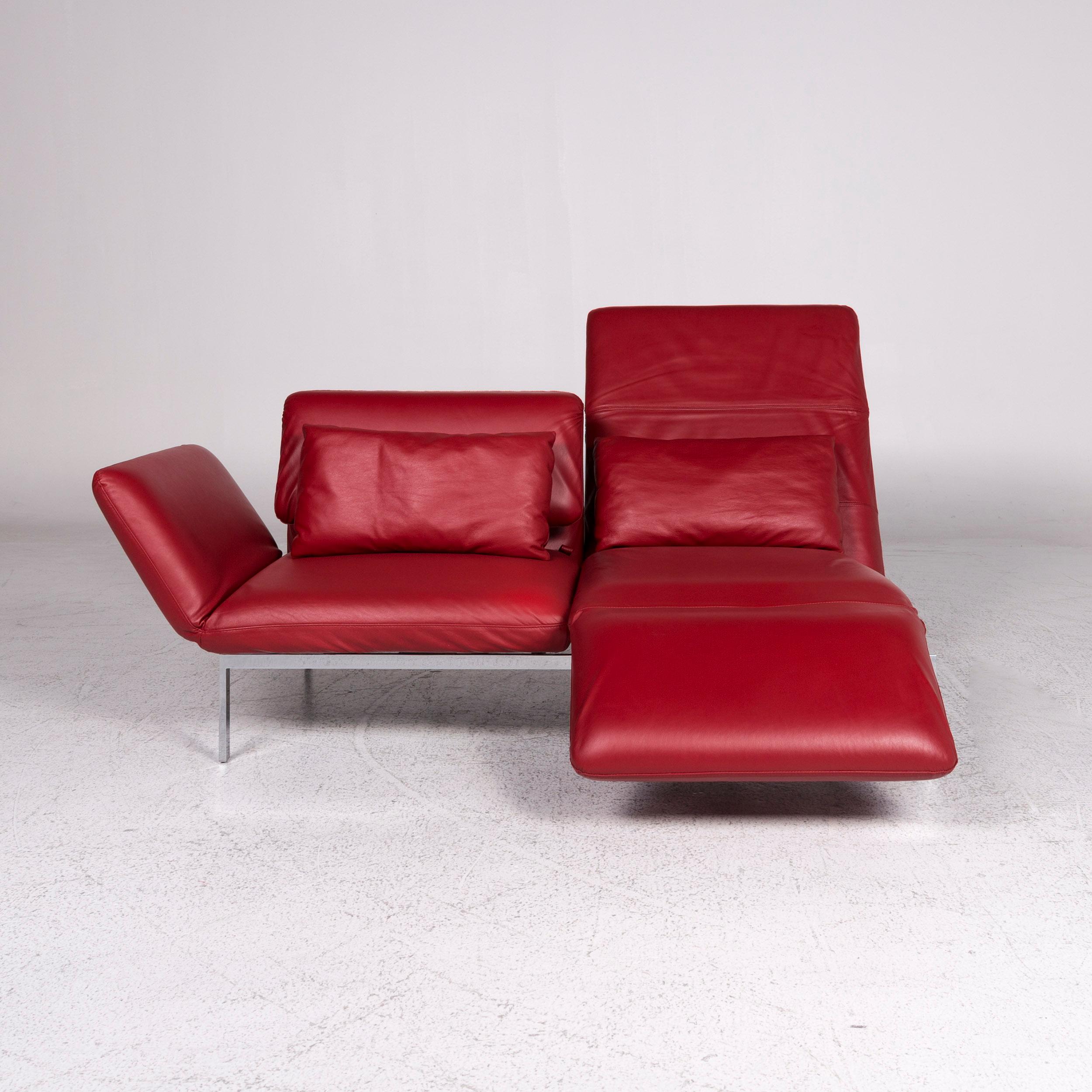 Modern Brühl & Sippold Roro Designer Leather Sofa Red Two-Seat Relax Function Couch