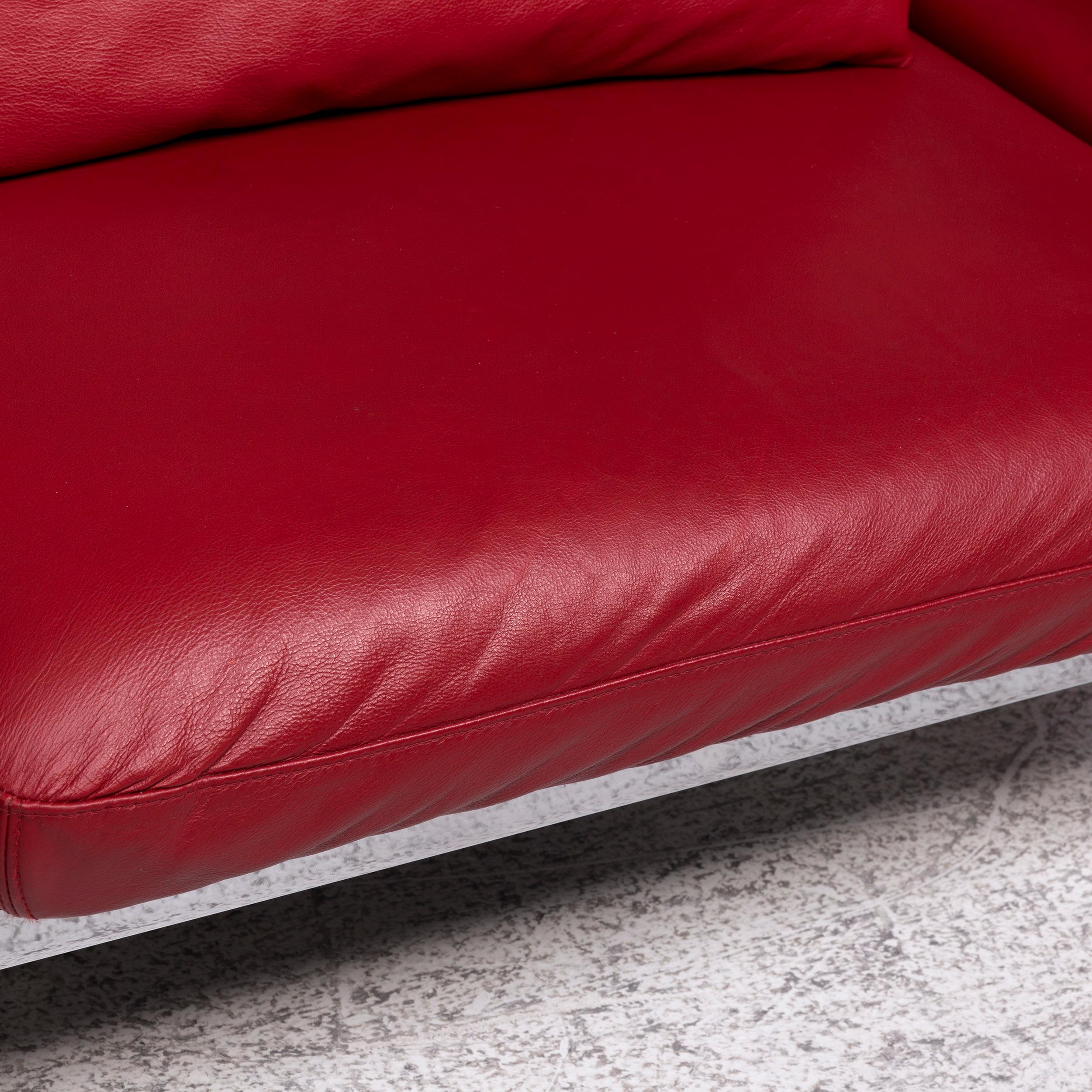 Contemporary Brühl & Sippold Roro Designer Leather Sofa Red Two-Seat Relax Function Couch