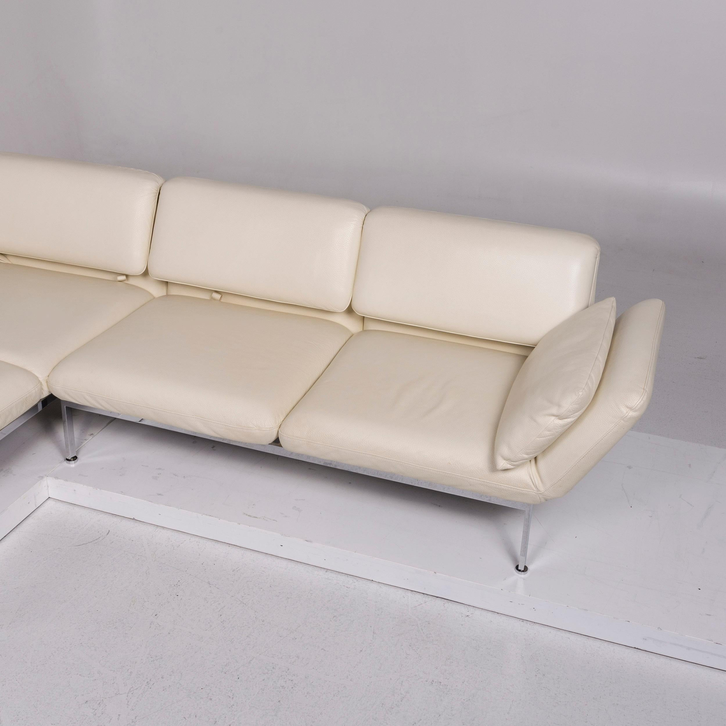 Brühl & Sippold Roro Leather Corner Sofa Cream Sofa Function Relax Function For Sale 4