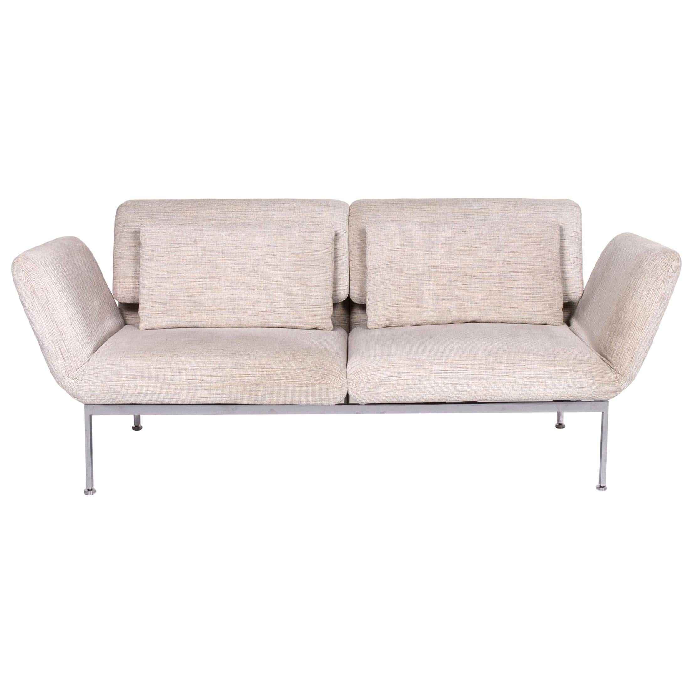 Brühl & Sippold Roro Leather Sofa Cream Sofa Bed Sleep Function Relax For Sale