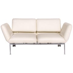 Brühl & Sippold Roro Leather Sofa White Two-Seat Function Sleeping Function