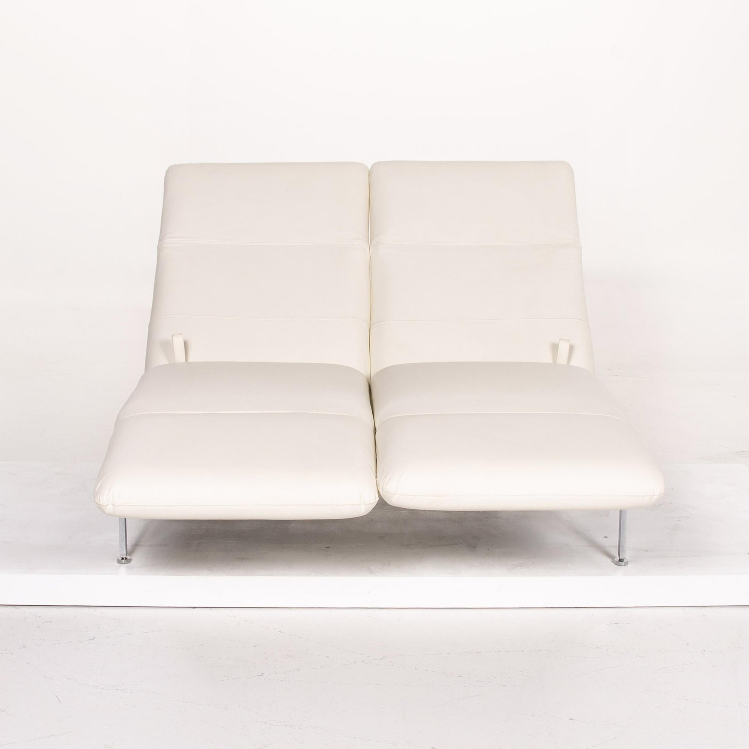 Modern Brühl & Sippold Roro Leather Sofa White Two-Seat Function Sleeping Function For Sale