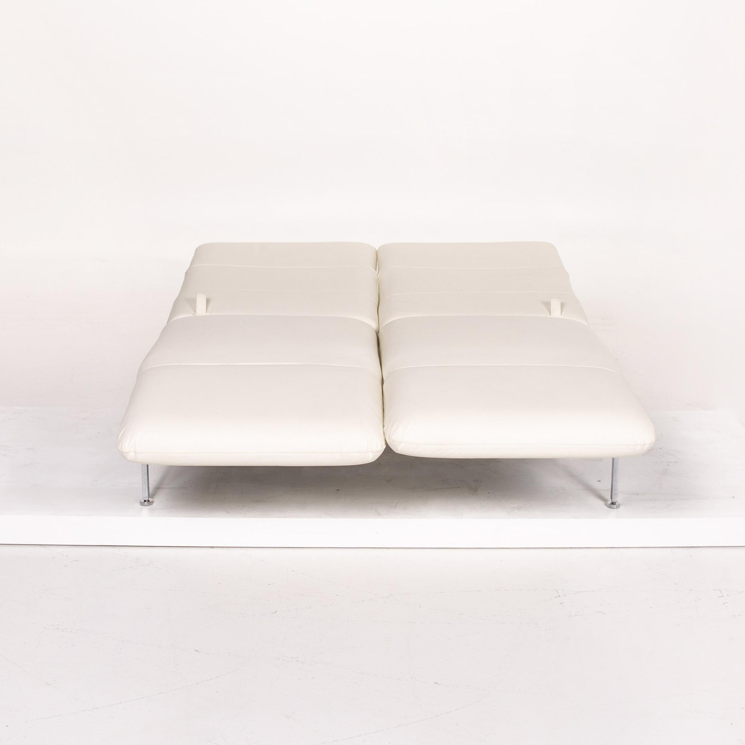 German Brühl & Sippold Roro Leather Sofa White Two-Seat Function Sleeping Function For Sale
