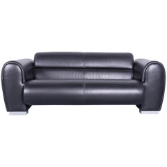Brühl & Sippold Sumo Designer Sofa Leather Black Two-Seat Couch Modern