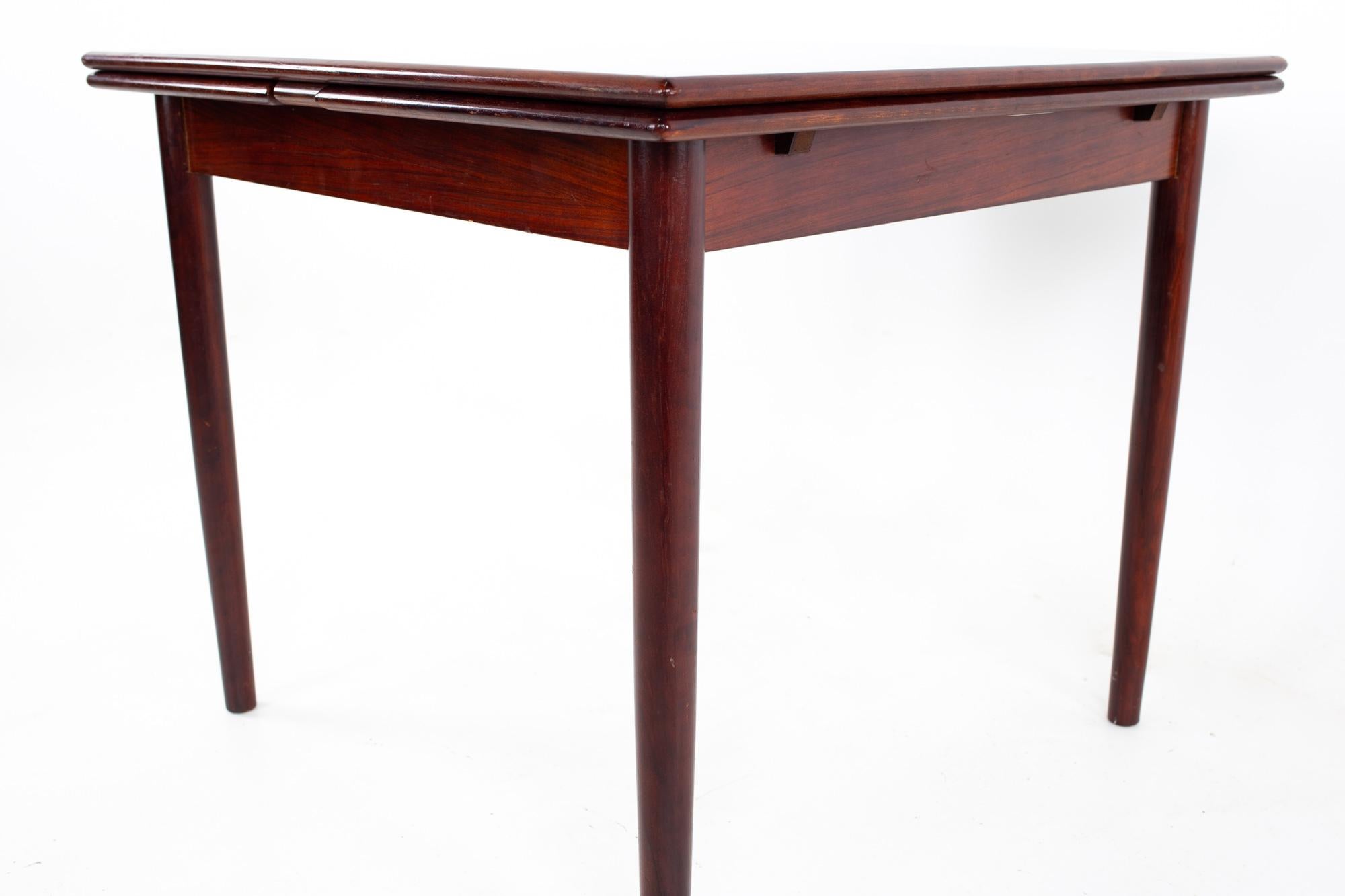 Bruksbo Mid Century Rosewood Hidden Leaf Game Dining Table In Good Condition In Countryside, IL