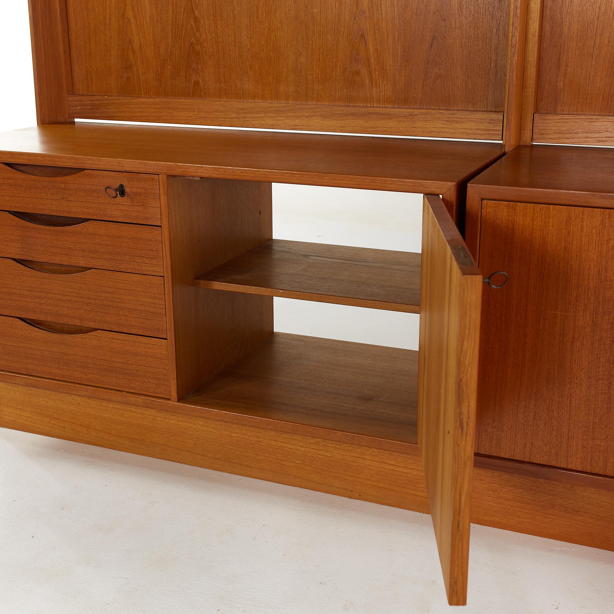 Bruksbo Mid Century Teak Freestanding Wall Unit 4