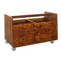 Bruksbo Rosewood by Rolf Hesland Record Caddy Storage Cart Vintage MCM LP vinyl