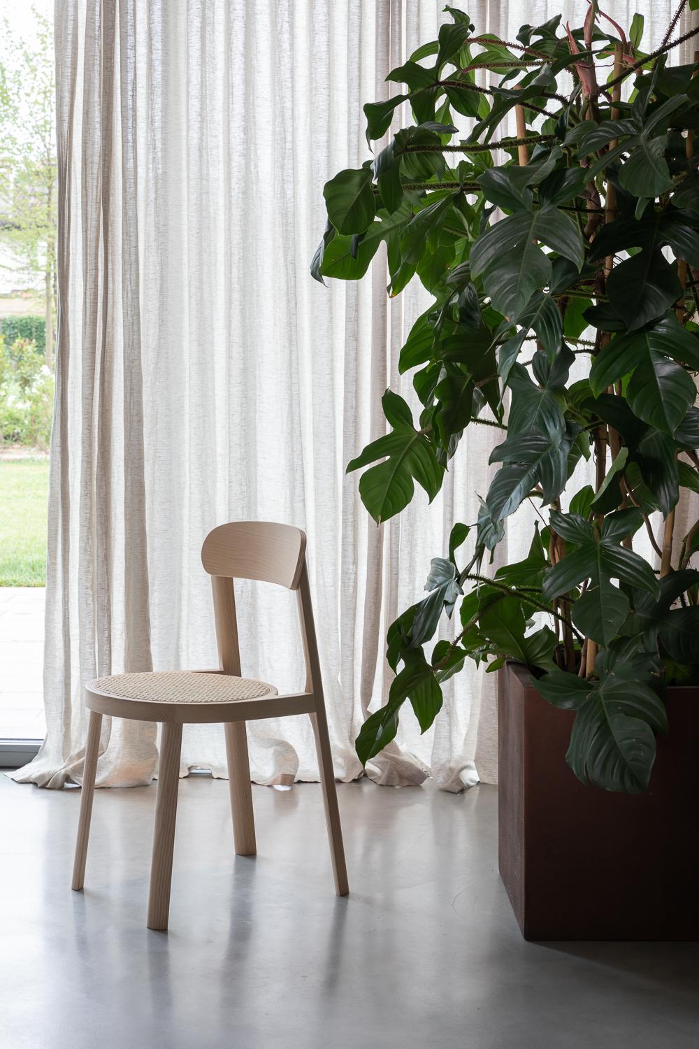 Italian Miniforms Brulla Chair in Solid Wooden by Skrivo For Sale