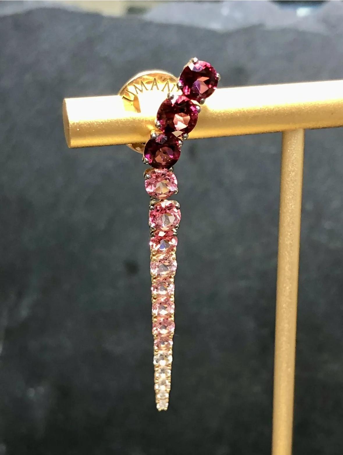 BRUMANI 18K Rose Gold Tourmaline Topaz Diamond Drop Pushback Drop Earrings In Good Condition For Sale In Winter Springs, FL