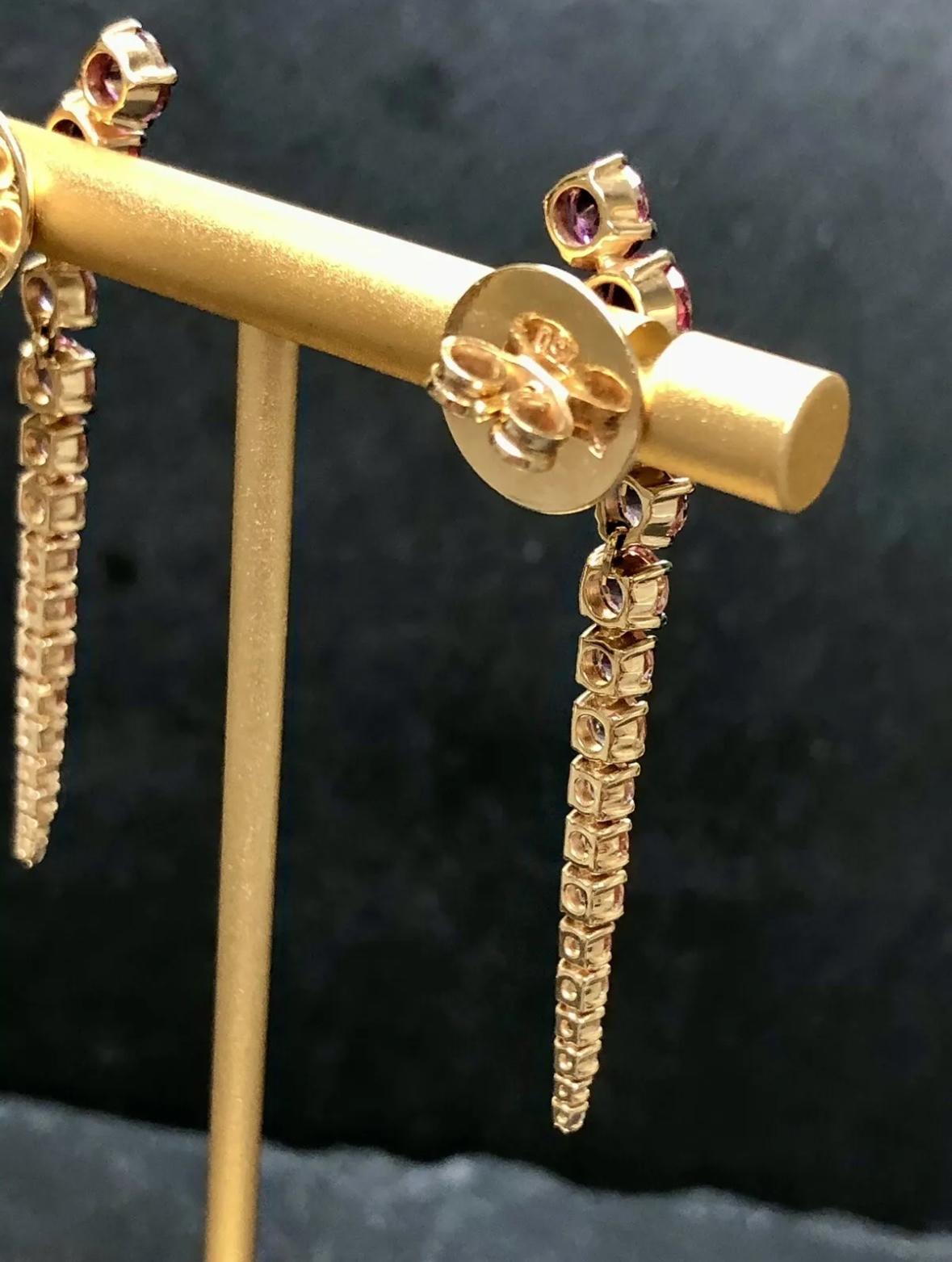 BRUMANI 18K Rose Gold Tourmaline Topaz Diamond Drop Pushback Drop Earrings For Sale 1