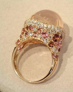 Brumani Baobab Rose Quartz, Sapphire, Diamond Ring